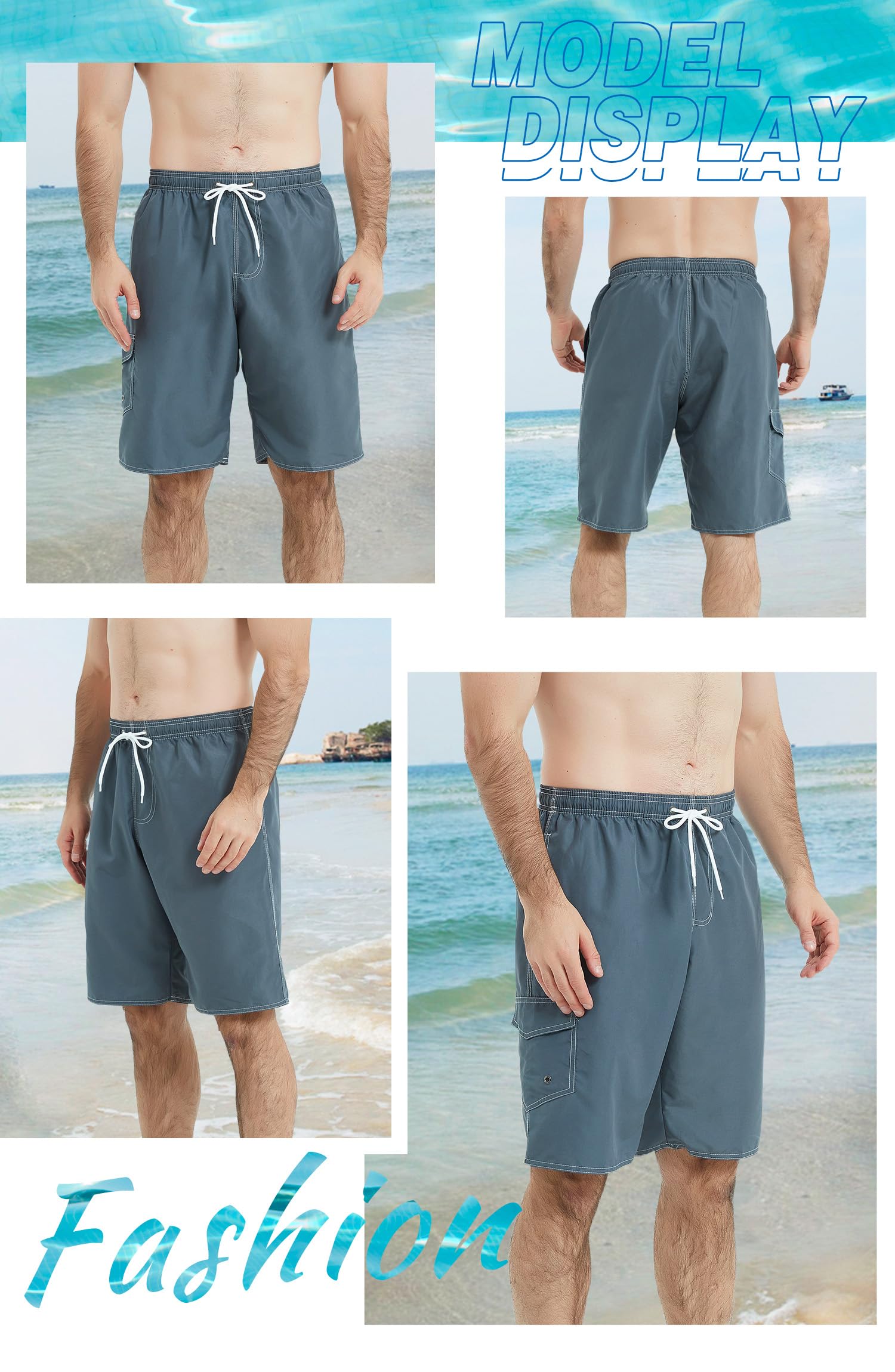 **Landisun Men's Quick Dry Swim Trunks with Mesh Lining - Comfortable Board Shorts for Swimming, Beach, Surfing & Pool Activities**