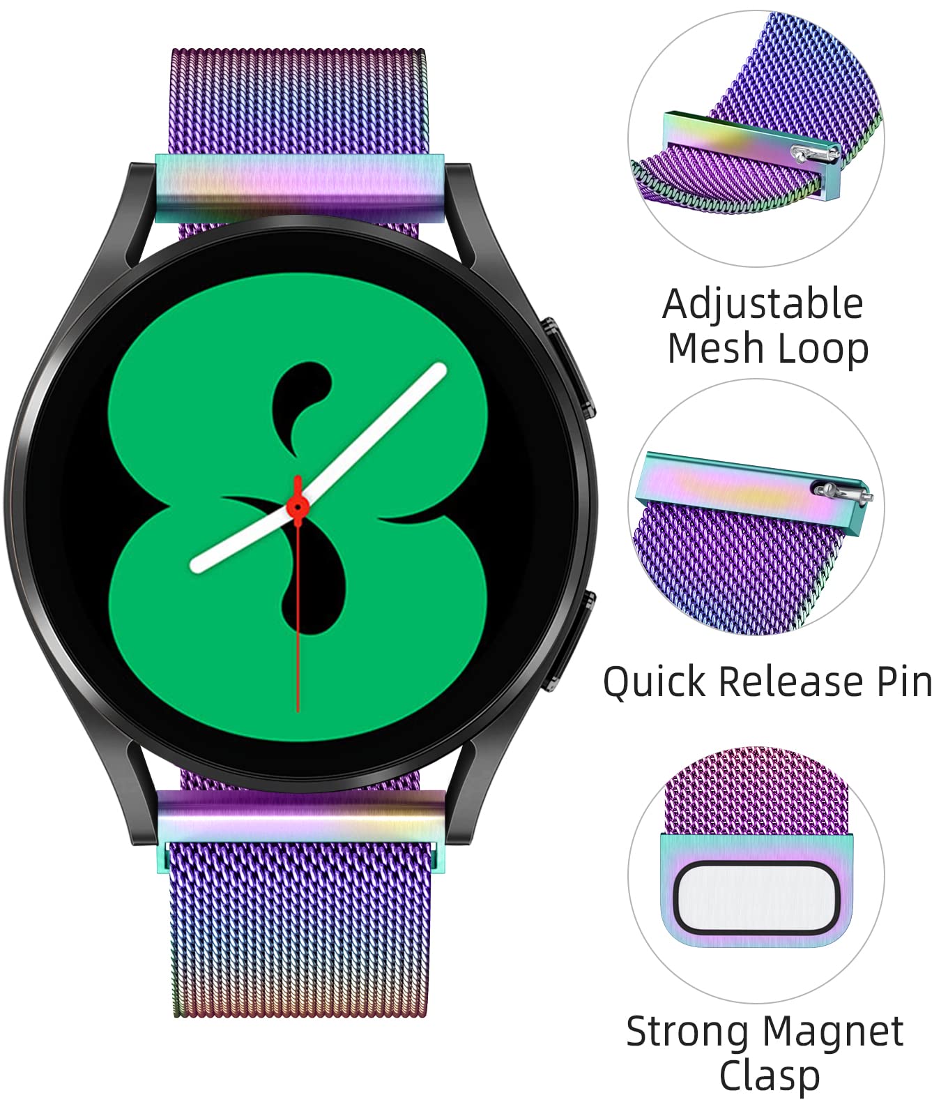 PIOWNN 20mm Metal Strap for Samsung Galaxy Watch 4/5/6 - Fashion & Durable for Workout & Daily Use