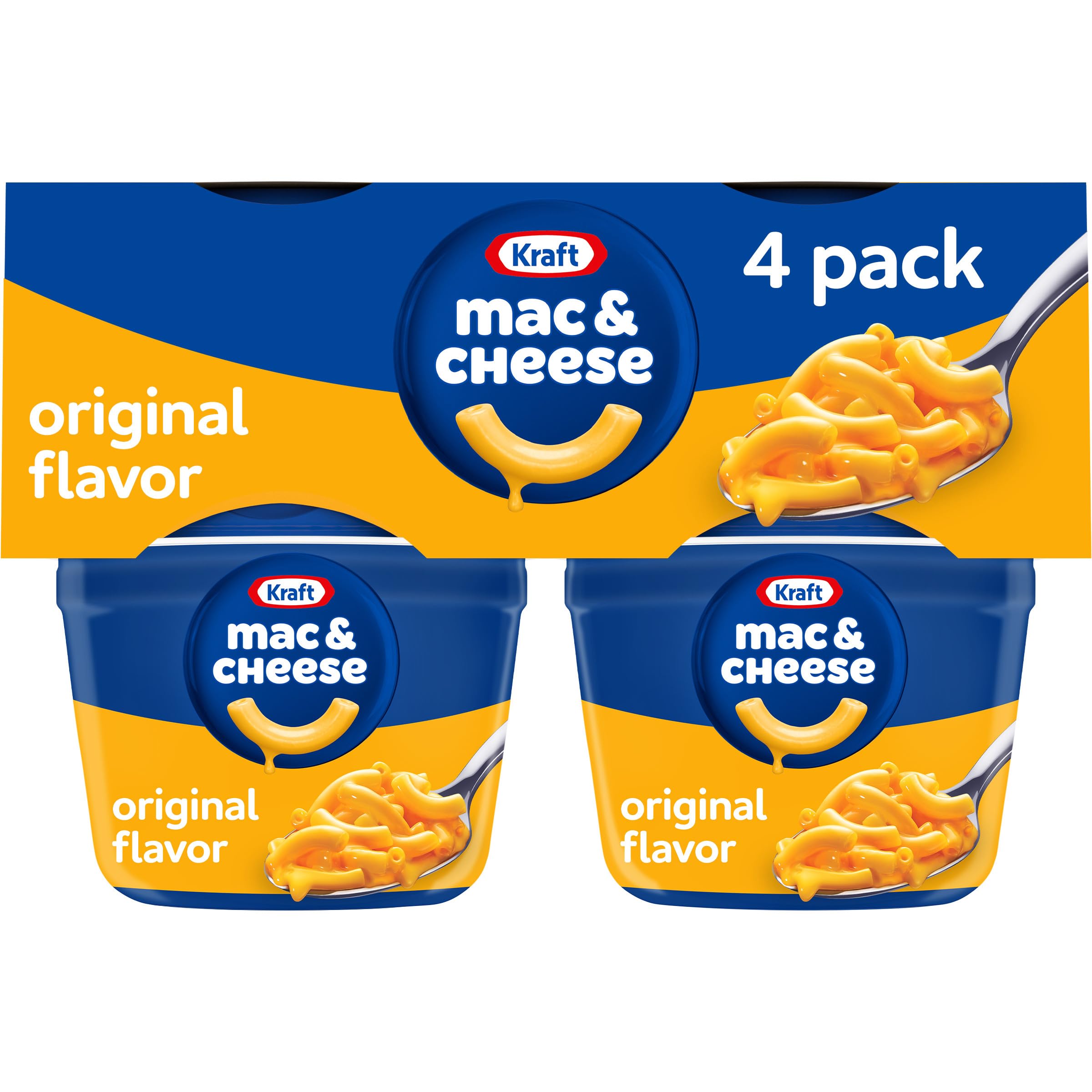 Kraft Original Mac & Cheese Dinner - 4 Pack (2.05 oz Cups) | Easy Microwaveable Macaroni & Cheese for Quick Meals, Snacks & Lunchboxes