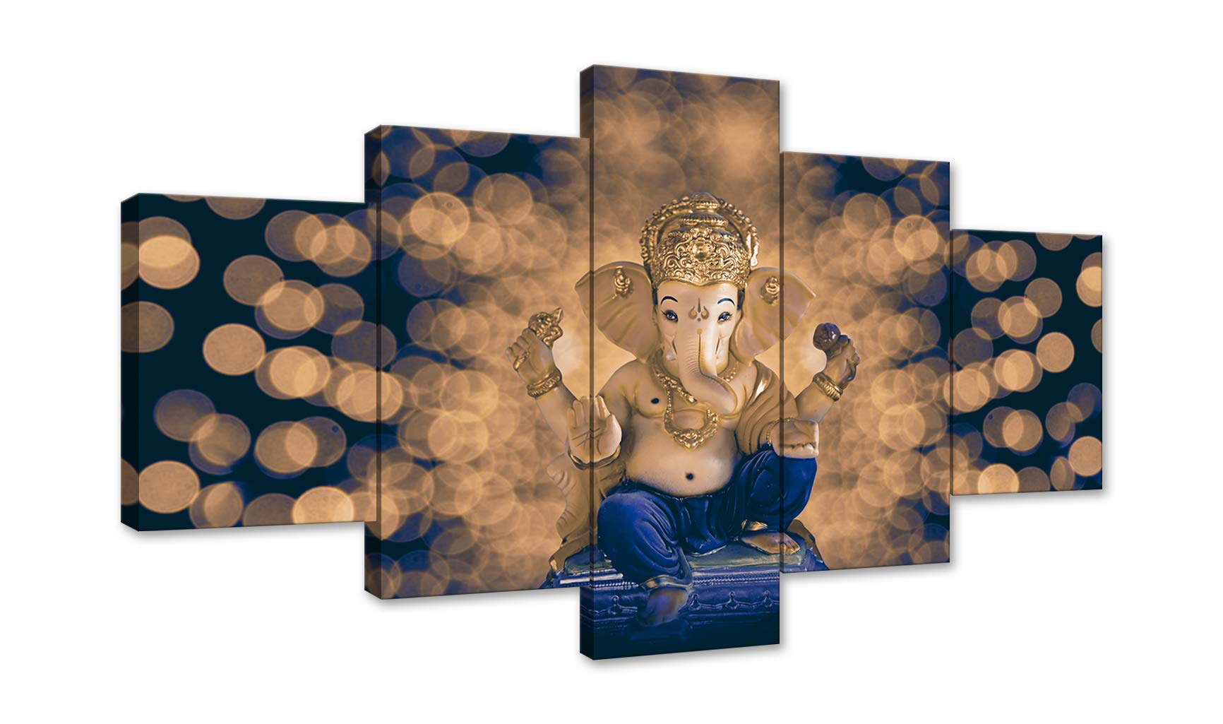 AMEMNY 5-Piece Abstract Hindu Ganesha Wall Art Canvas Prints - Framed Ready to Hang Modern Home Decor for Living Room, Bedroom & Office - Spiritual Decor & Indian Cultural Artwork