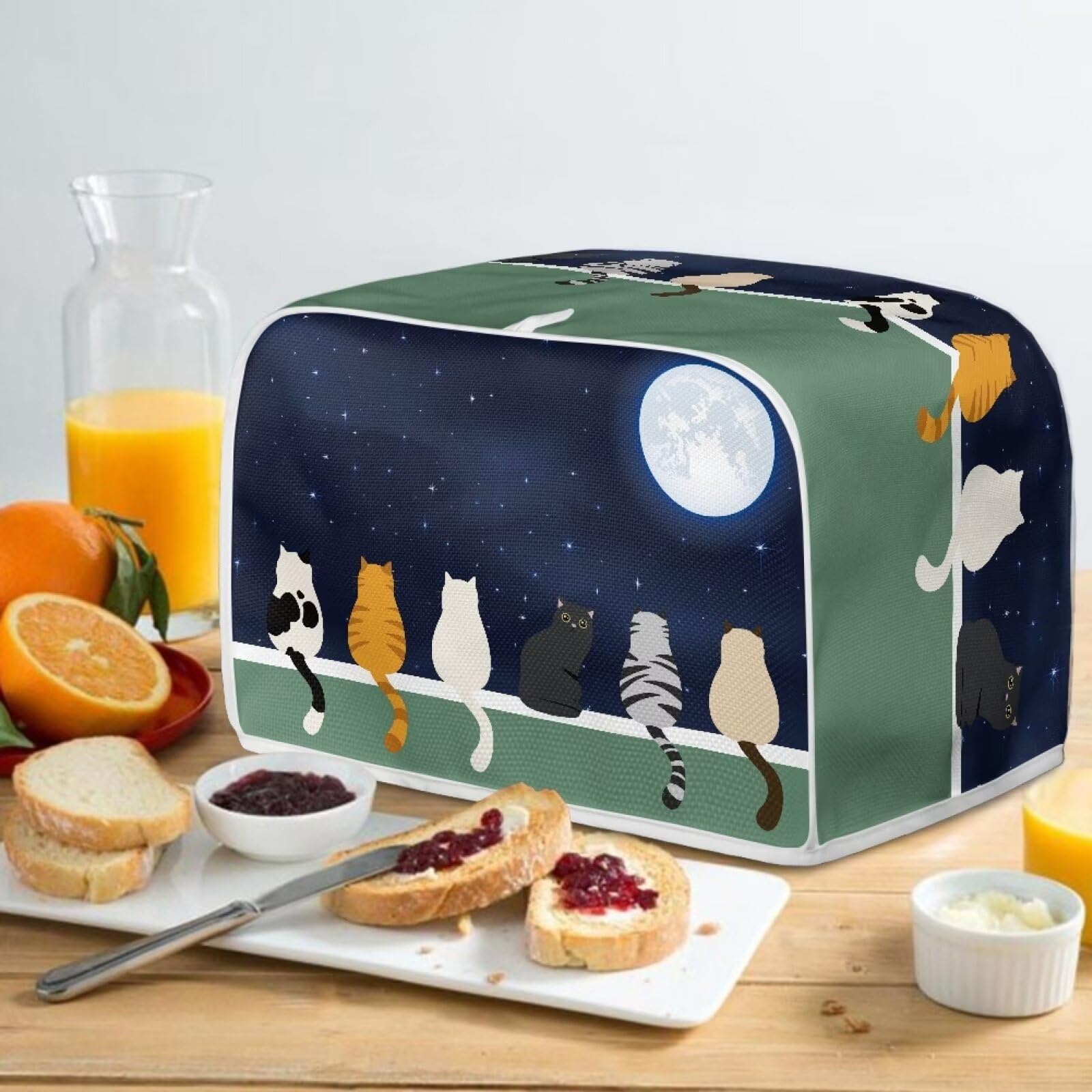 Galaxy Print Oven Cover & Bread Machine Protector - Moon Cat 4-Slice Toaster Cover, Anti-Dust & Fingerproof Kitchen Appliance Protector for Home Use | Perfect for Toasters, Ovens & Small Appliances
