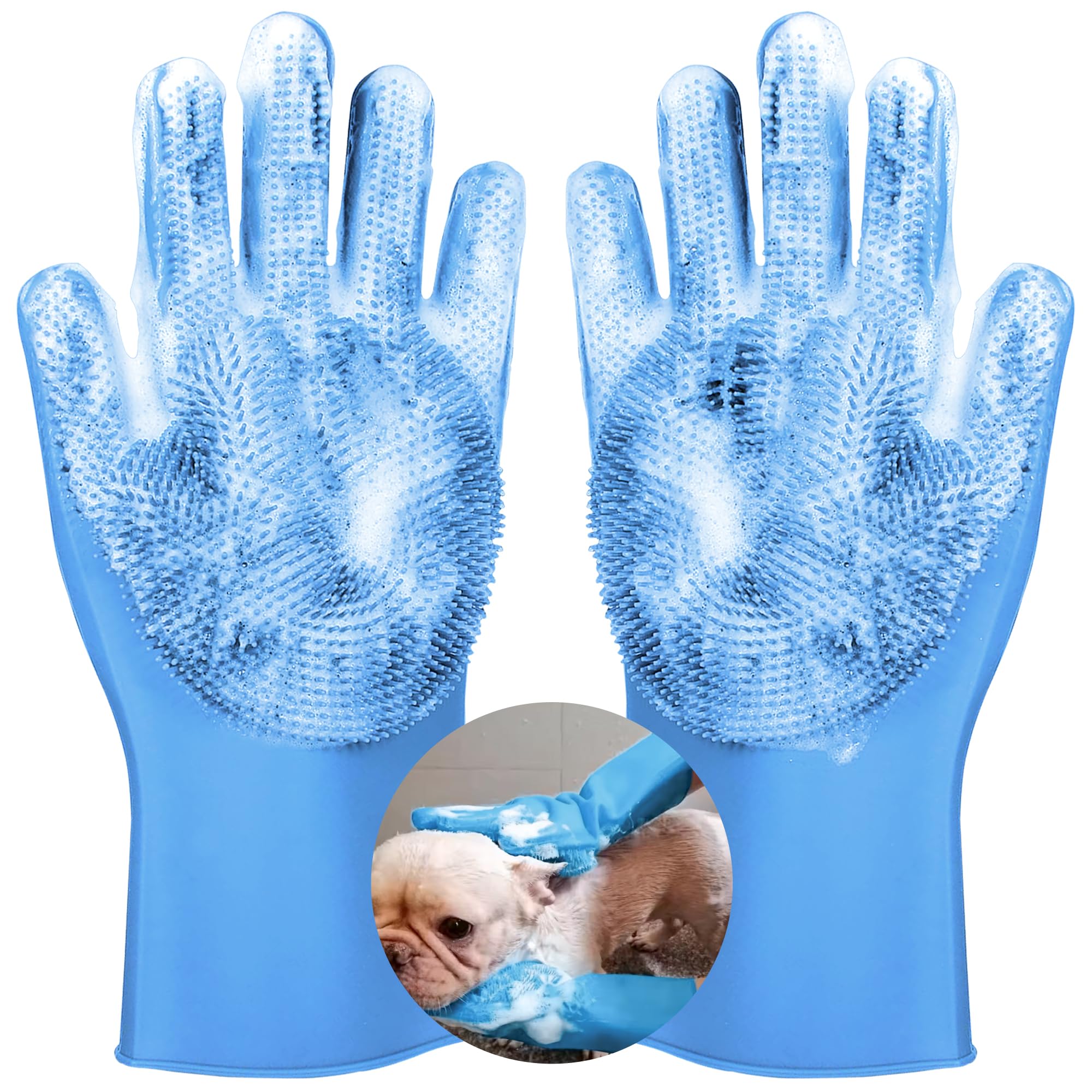 Pet Grooming Gloves for Dogs - High-Density Teeth & 5-Finger Design for Bathing, Massage & Shedding Control - Perfect for Home Pet Care & Professional Grooming