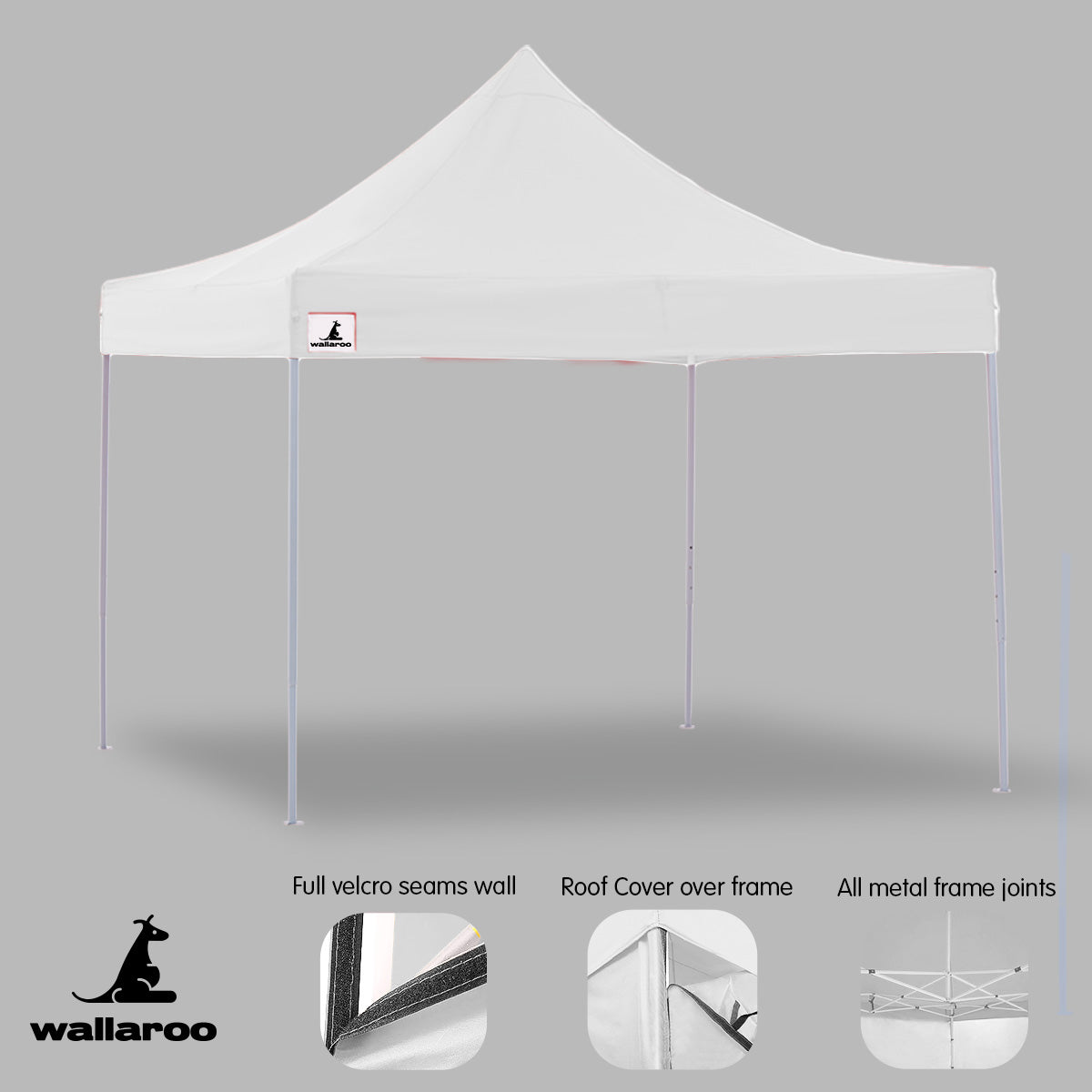 Wallaroo 3x3 Pop-Up Gazebo Tent - White Outdoor Canopy for Patio, Garden, Backyard, and Picnic Shelter | Easy Setup & Portable Marquee for Parties, Camping, and Events