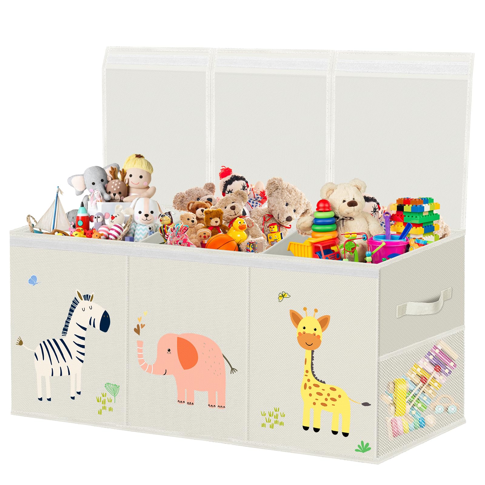 Homyfort Large Toy Storage Box with Lid & Dividers - Collapsible Organizer Bin for Kids Toys, Playroom, Nursery, Closet & Living Room | Perfect for Boys & Girls Toy Organization & Home Decor