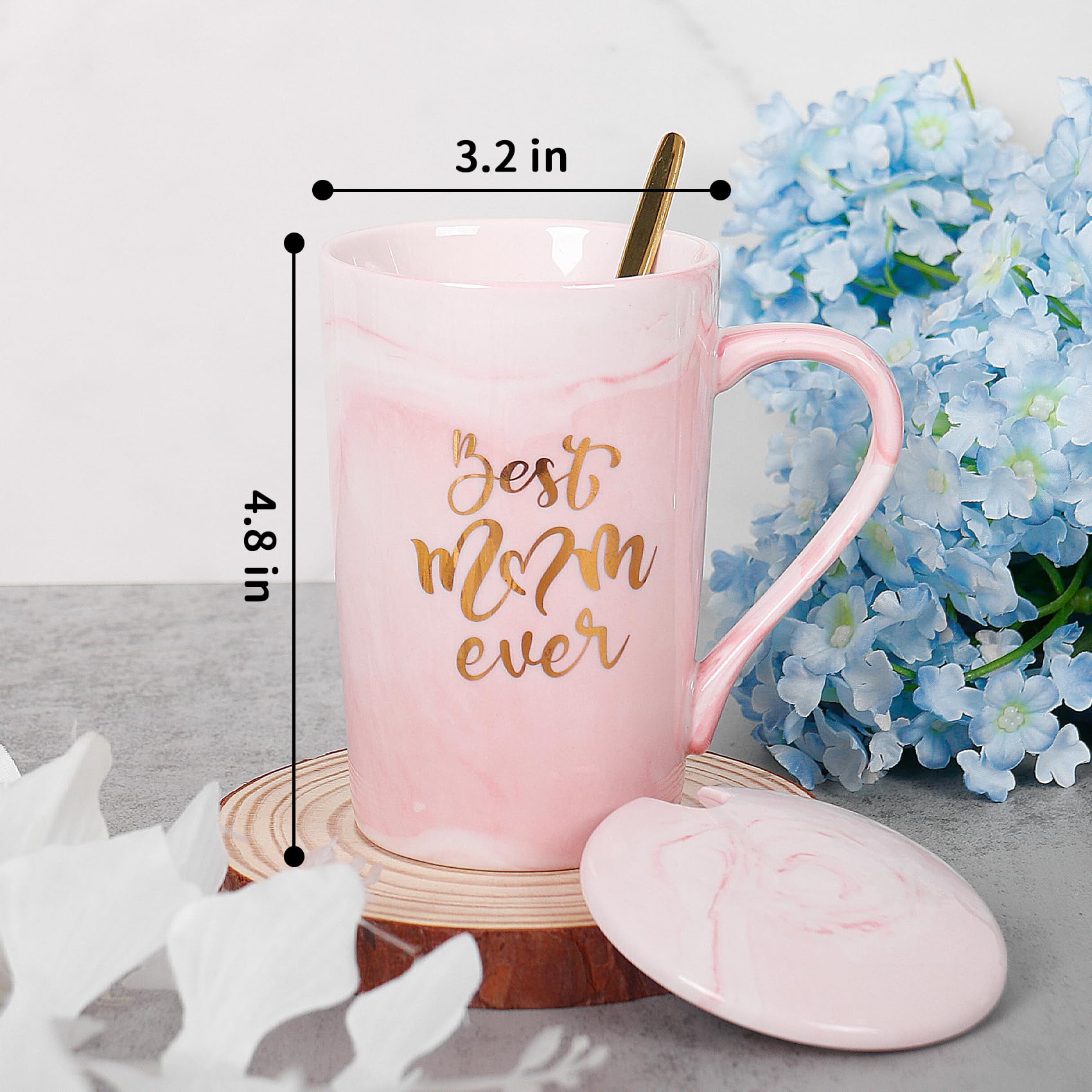 Best Mom Ever Funny Coffee Mug - 12 oz Pink Ceramic Cup for Women, Birthday & Christmas Gift Ideas - Perfect for Mother's Day, Office Use & Cozy Home Mornings