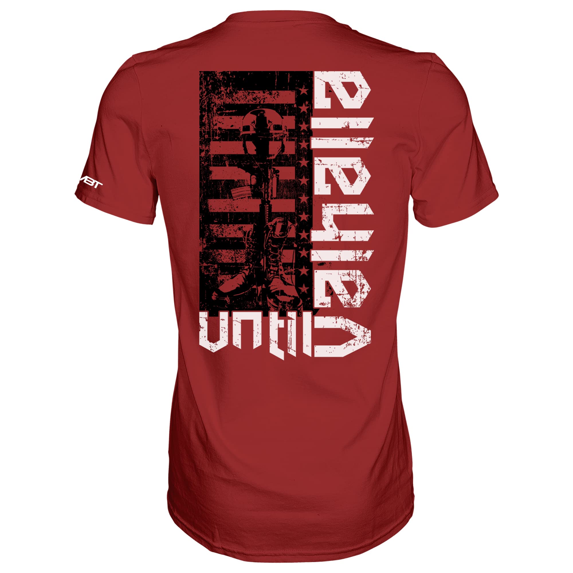 Combat Iron Until Valhalla Patriotic Graphic T-Shirt for Men - Veteran Apparel & Military Gifts for Dad - Short Sleeve Cotton Tee - Perfect for Memorial Day, Veterans Day & Patriotic Events