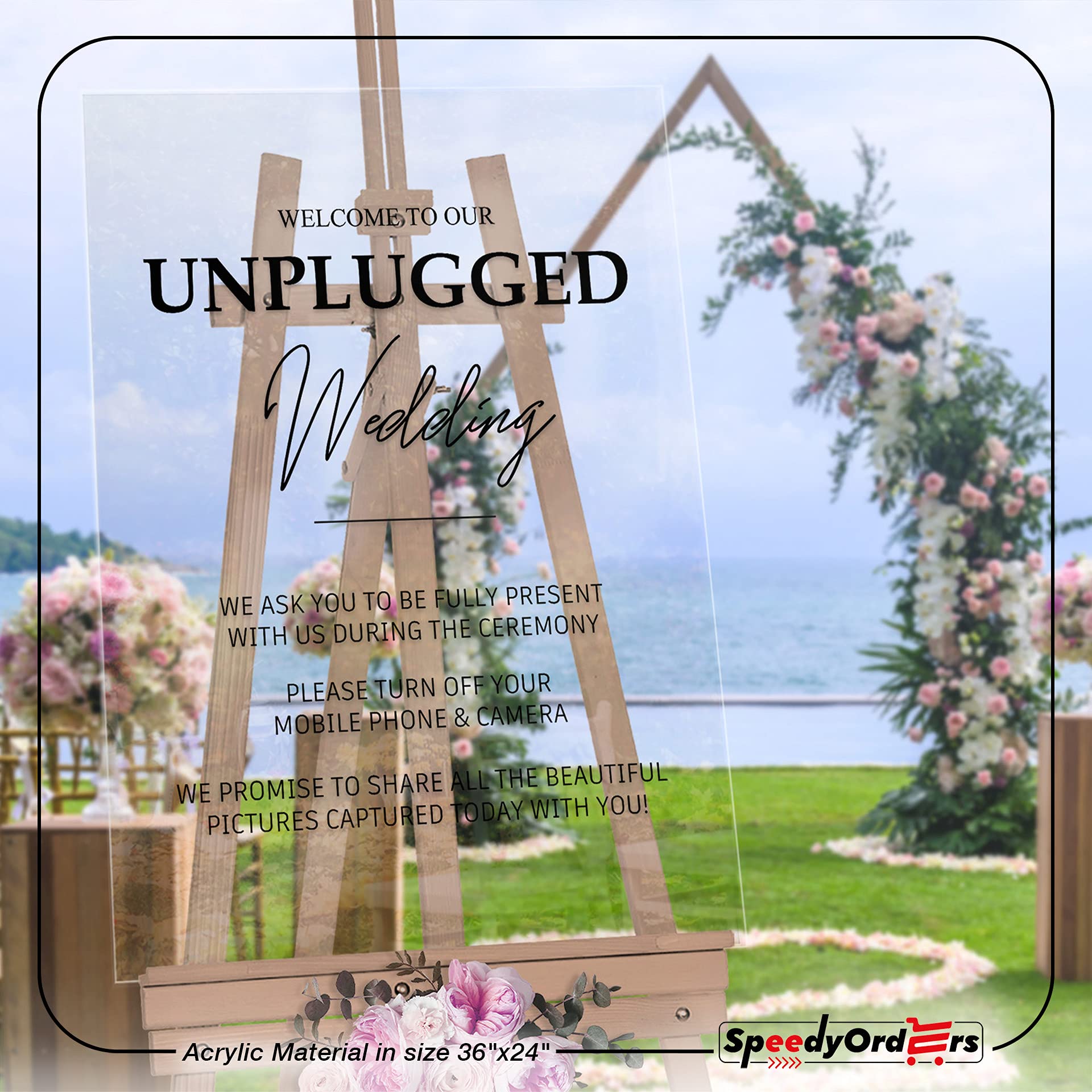Unplugged Wedding Ceremony Sign - Elegant Welcome Sign for Distraction-Free Weddings - Rustic Wedding Decor for Unplugged Ceremonies - Perfect for Outdoor, Beach & Church Weddings