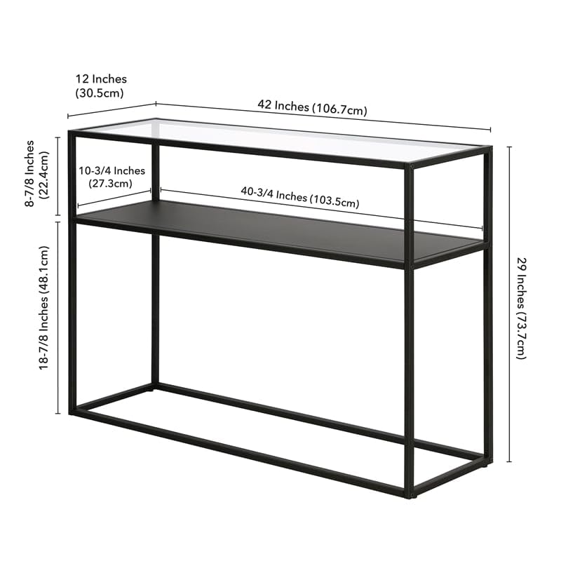Nellie 42-Inch Wide Blackened Bronze Rectangular Console Table with Metal Shelf - Perfect for Entryway, Living Room & Hallway Decor