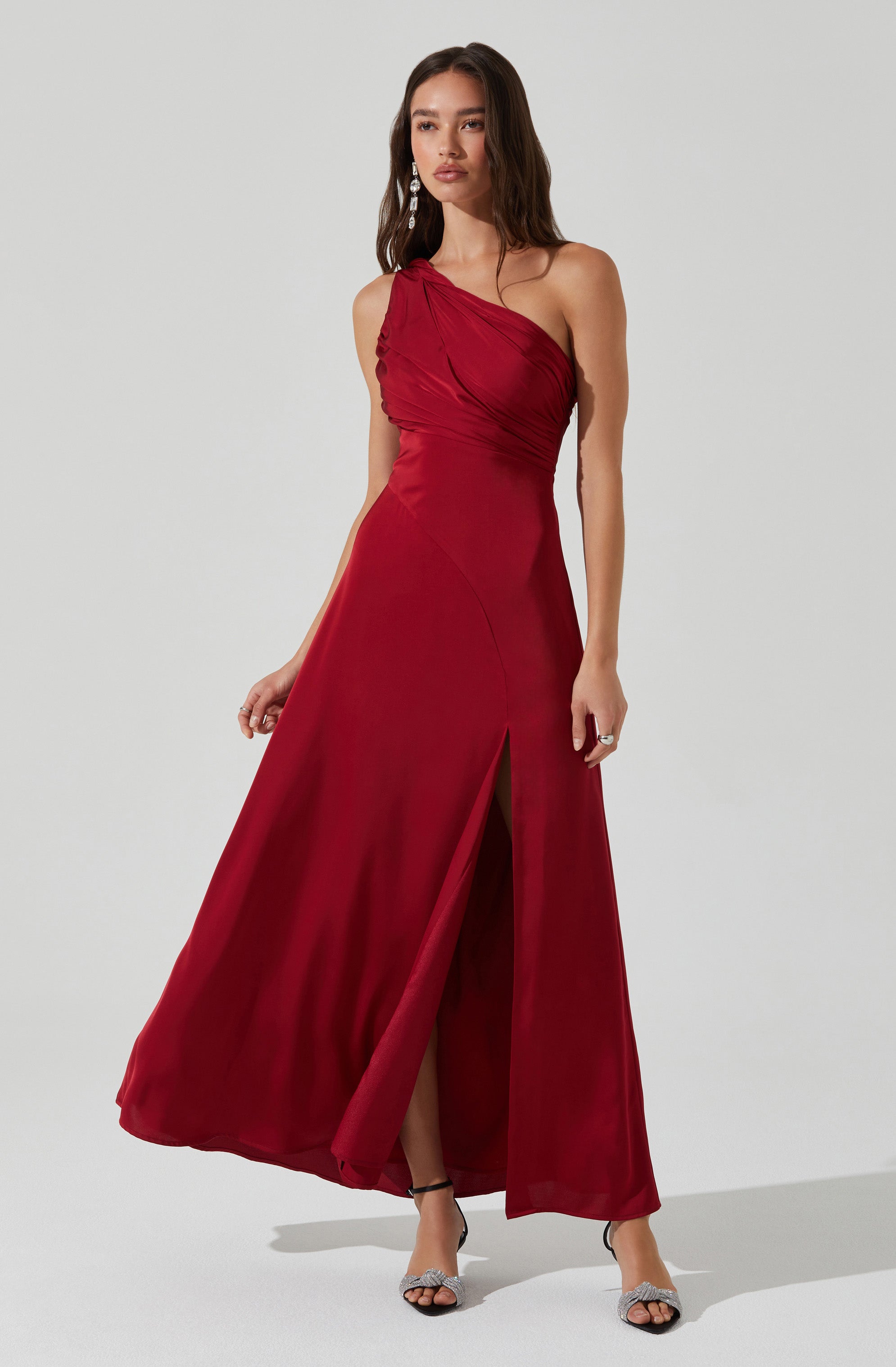 Elegant Atoila One Shoulder Satin Maxi Dress for Women - Formal Evening Gown, Prom, Wedding Guest & Special Occasions