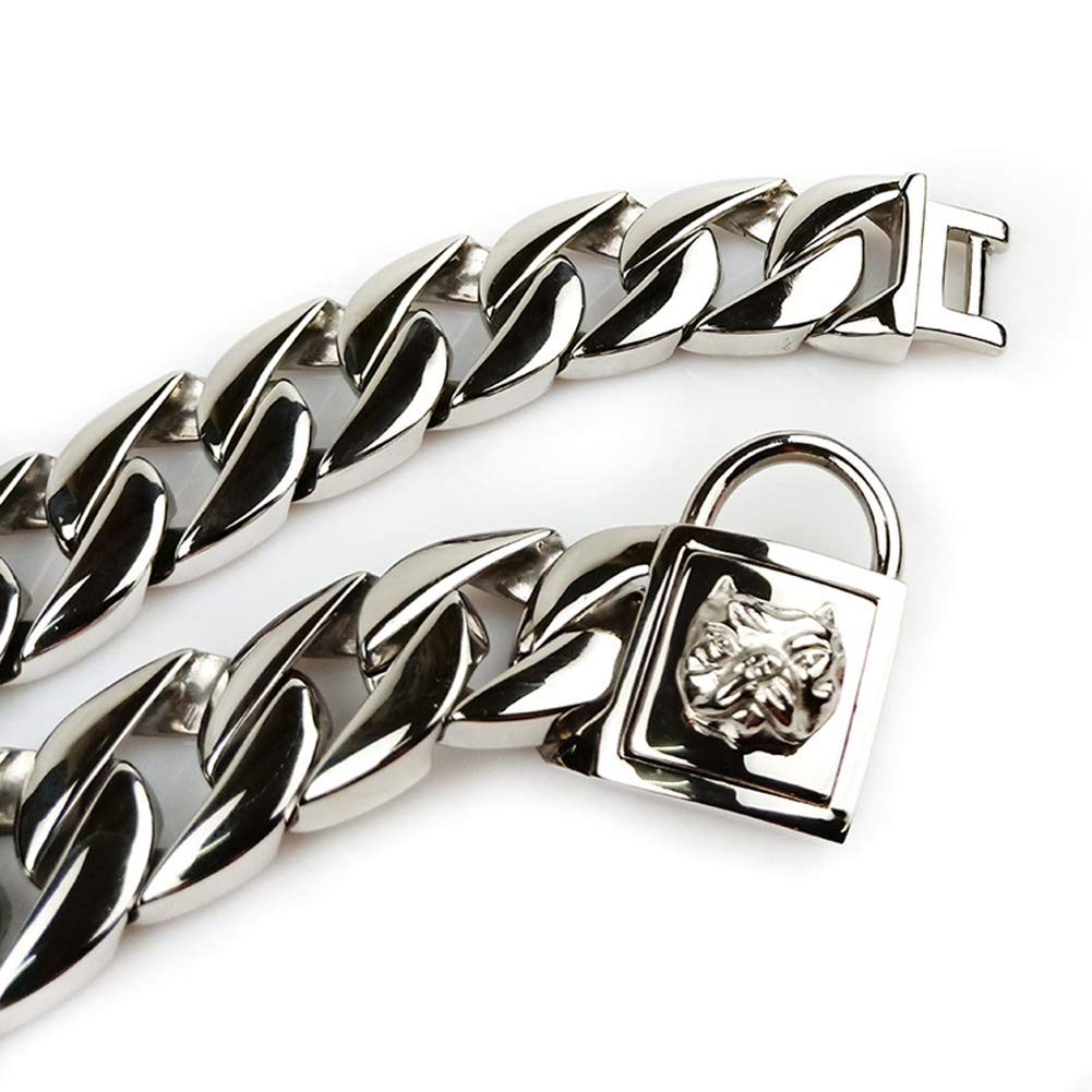 32MM Stainless Steel Dog Chain Collar - Heavy Duty Training Slip Collar for Large Dogs, Hip Hop Style Cuban Link Necklace (70CM) - Perfect for Pitbulls, Bulldogs & Bully Breeds - Durable & Stylish for Walks, Training & Fashion