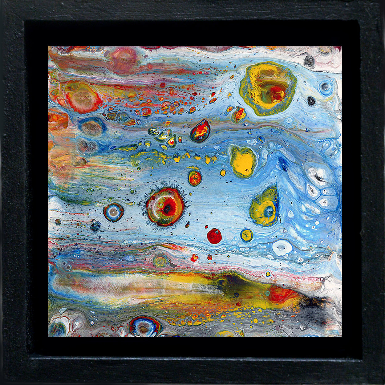 Anthony Ciambella Framed 4x4 Acrylic on Panel Painting - Modern Abstract Wall Art for Home & Office Decor