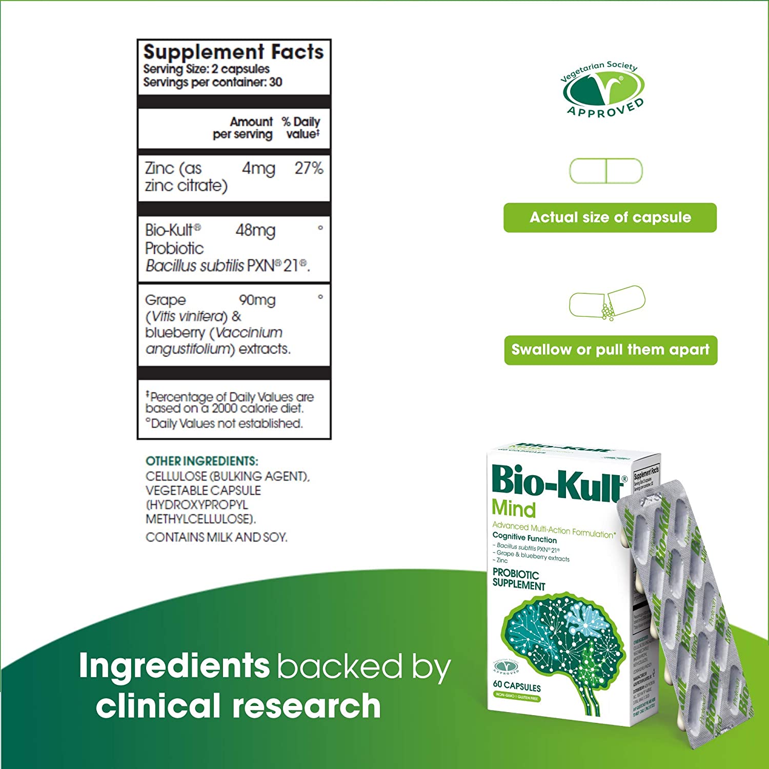 Bio Kult Mind 60 Capsules - Probiotic Supplement for Mental Clarity & Cognitive Support - Supports Memory, Focus & Stress Relief - Perfect for Students, Professionals & Busy Lifestyles
