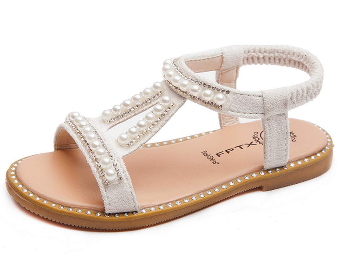 Girl's Rhinestone Open Toe Sandals - Sparkly Beaded Summer Beach Shoes for Princess | Perfect for Vacation, Pool Party & Casual Outings