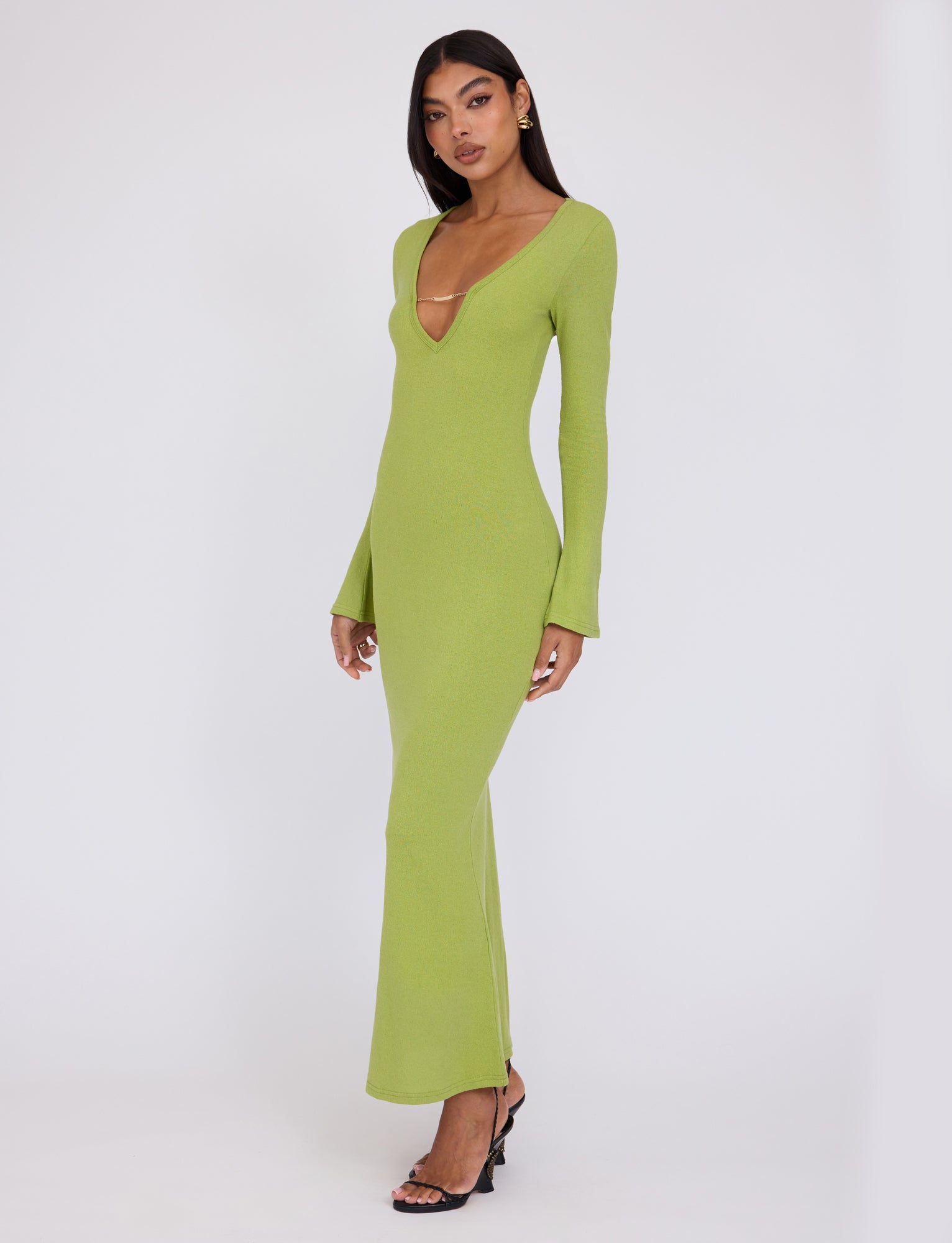 ROMIE DRESS in Matcha Green - Women's Elegant Flowy Midi Dress for Casual Wear, Office & Date Night | Soft Breathable Fabric, Comfortable Fit