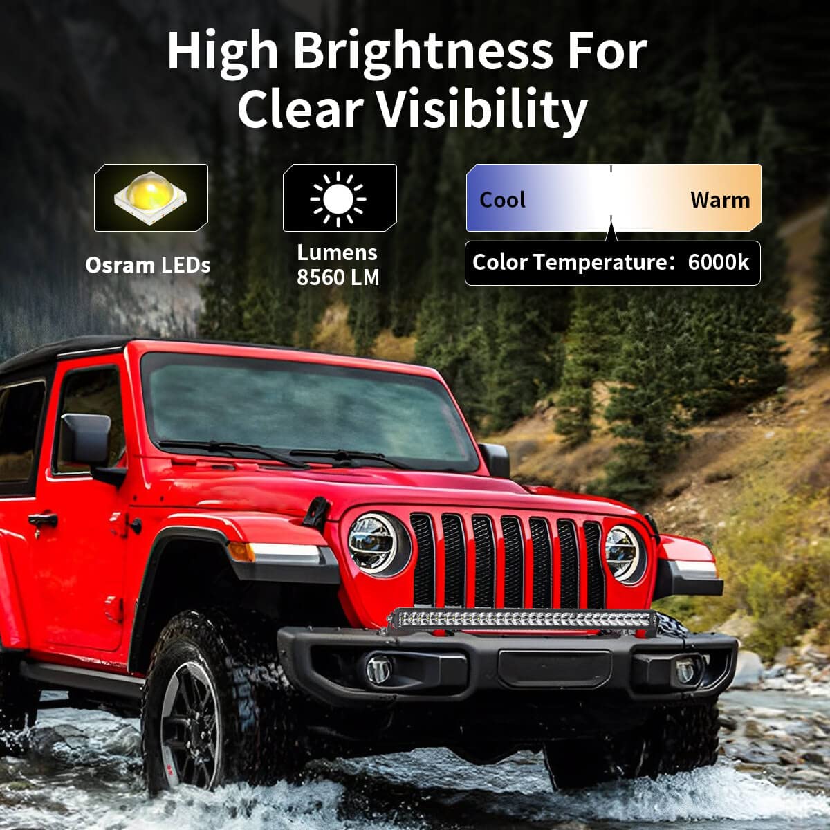 LASFIT 32 Inch LED Light Bar - Single Row Off Road LED Work Light with Spot Flood Combo Beam, IP67 Waterproof - Perfect for Jeep Wrangler, Ford F150, Ranger, Explorer & Toyota 4Runner - Ideal for Off-Roading, Camping, Night Driving & Emergency Lighting