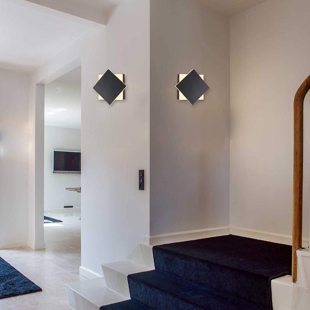 LEDMyplace 9W Modern Wall Sconce Light - 3000K Warm White, 338 Lumens, 120V, High CRI, Acrylic Shade, Matte Black Finish - Perfect for Bathroom, Bedroom, Hallway & Indoor Decorative Lighting