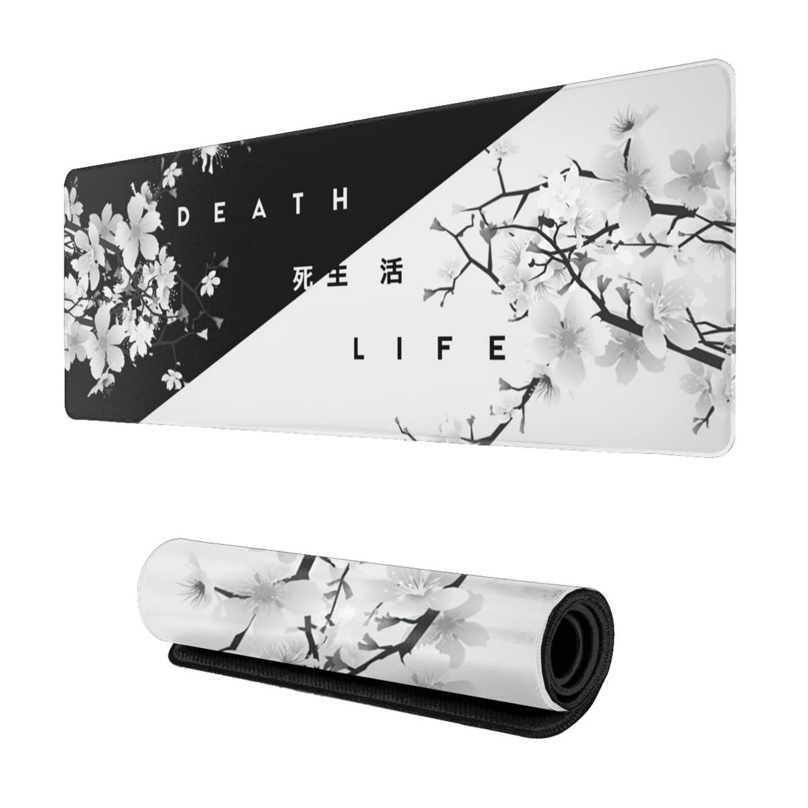 CDEB Black & White Cherry Blossom Gaming Mouse Pad - Extra Large 31.5