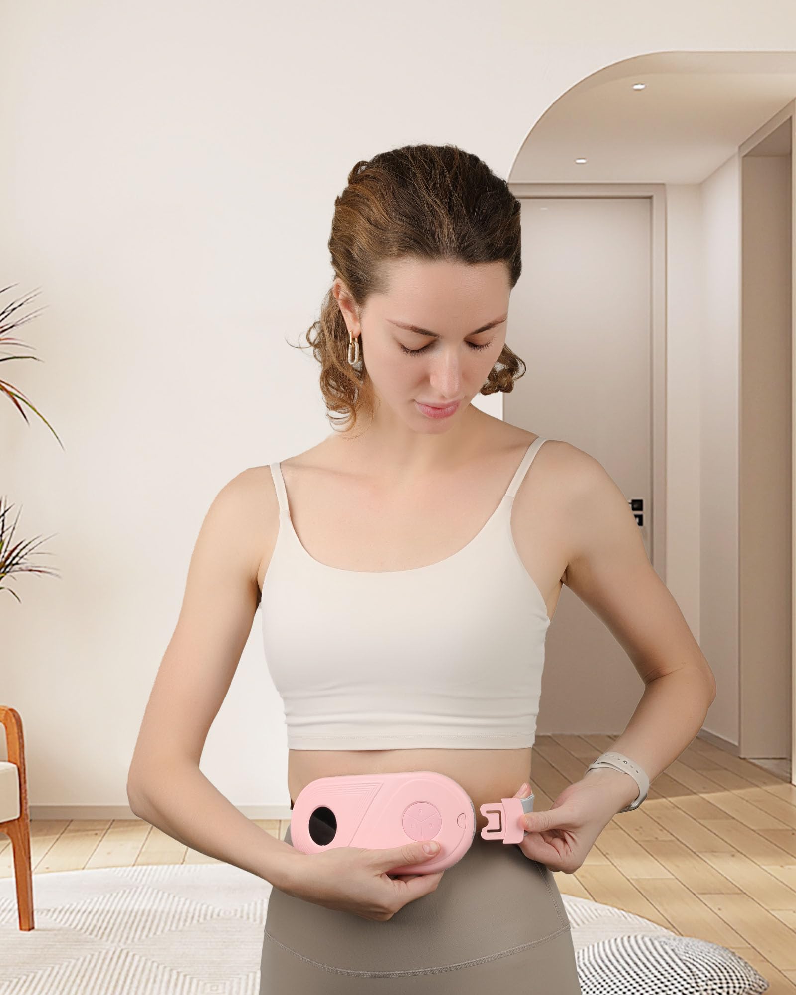 ALLJOY Electric Heating Belt for Women - 3 Heat & 3 Vibration Modes, Wireless Period Pain Relief, Rechargeable Menstrual Cramp Soother for Back & Abdomen - Perfect for Home, Office & Travel Use