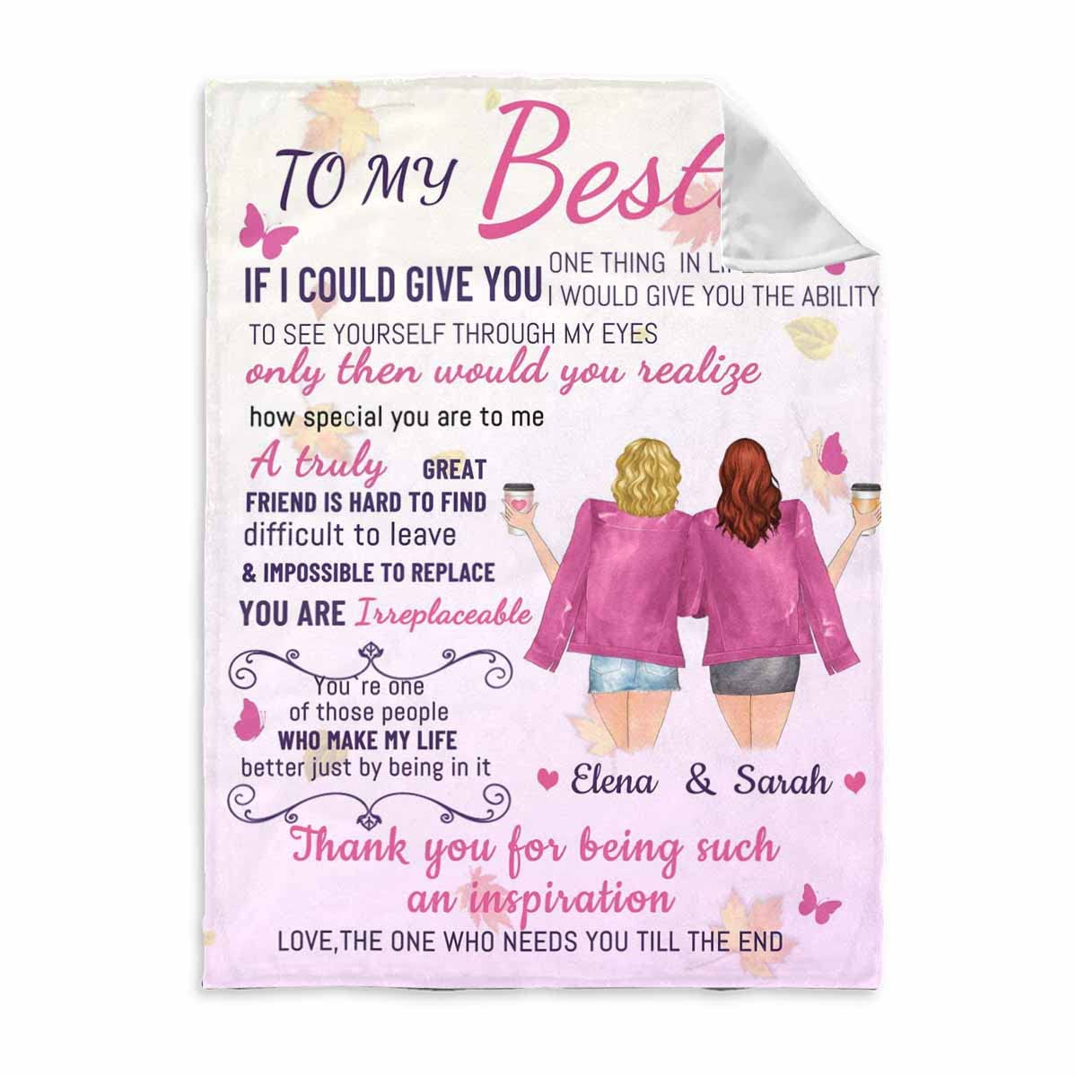 Custom Best Friend Blanket for Women - Personalized Photo Throw Blanket for BFF, Sister & Couples - 70