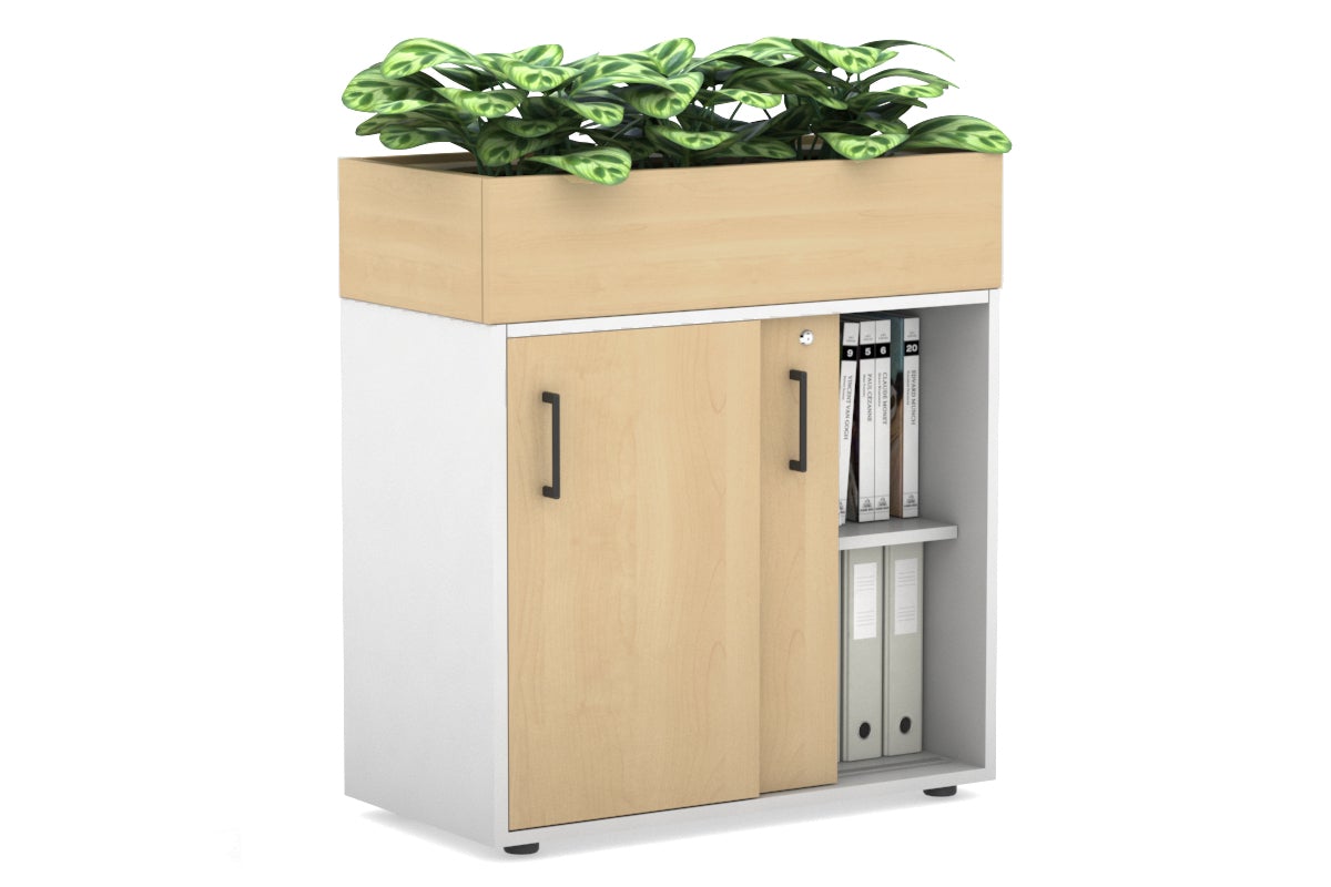 Modern Uniform Credenza with Planter Box - 800W x 975H x 428D - Stylish Storage Cabinet for Home Office, Living Room & Entryway Decor