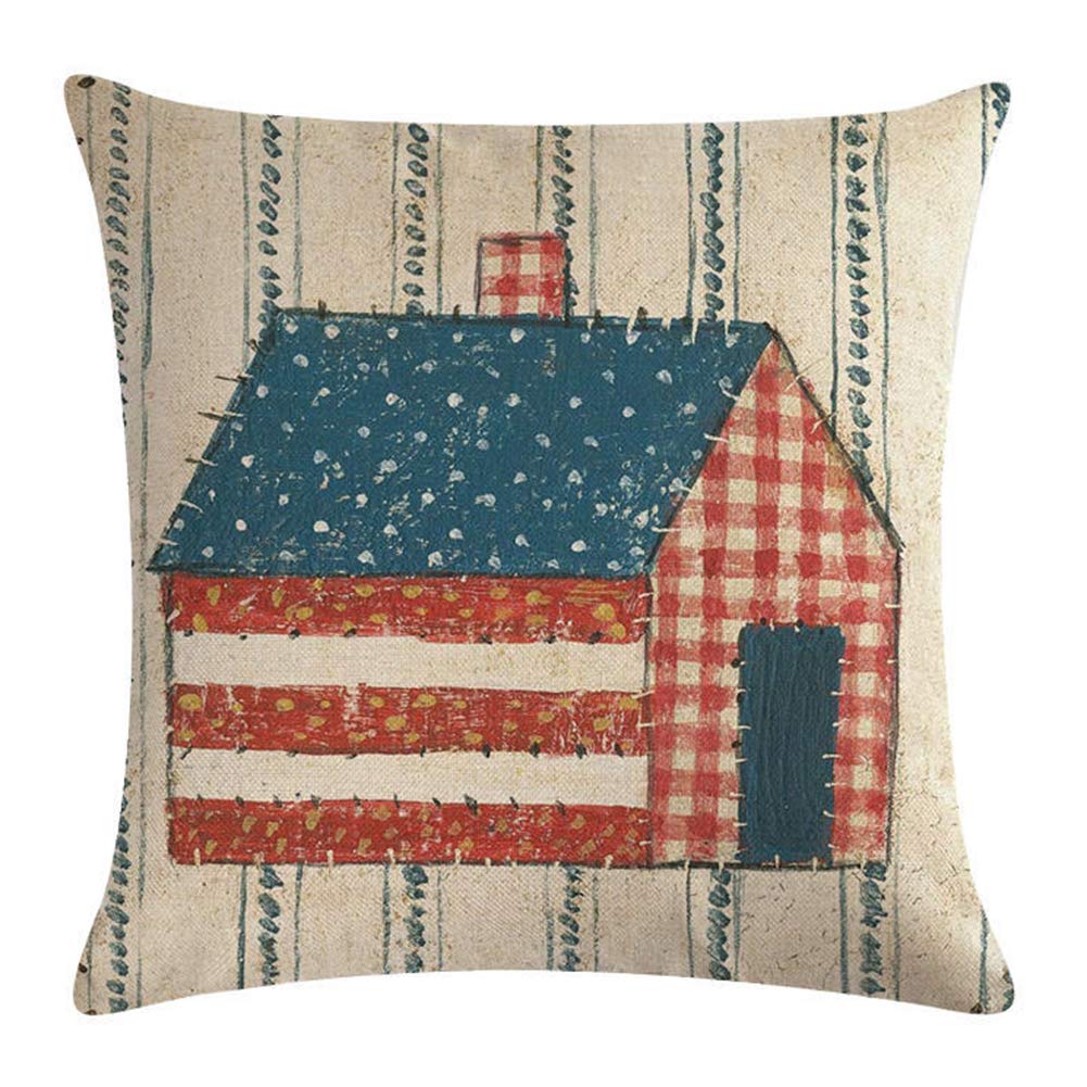 USA Patriotic American Flag Pillow Covers - Set of 4 (18x18 Inch) Cotton Linen Throw Pillow Cases for 4th of July, Independence Day & Home Decor - Perfect for Sofa, Bedroom & Outdoor Celebrations