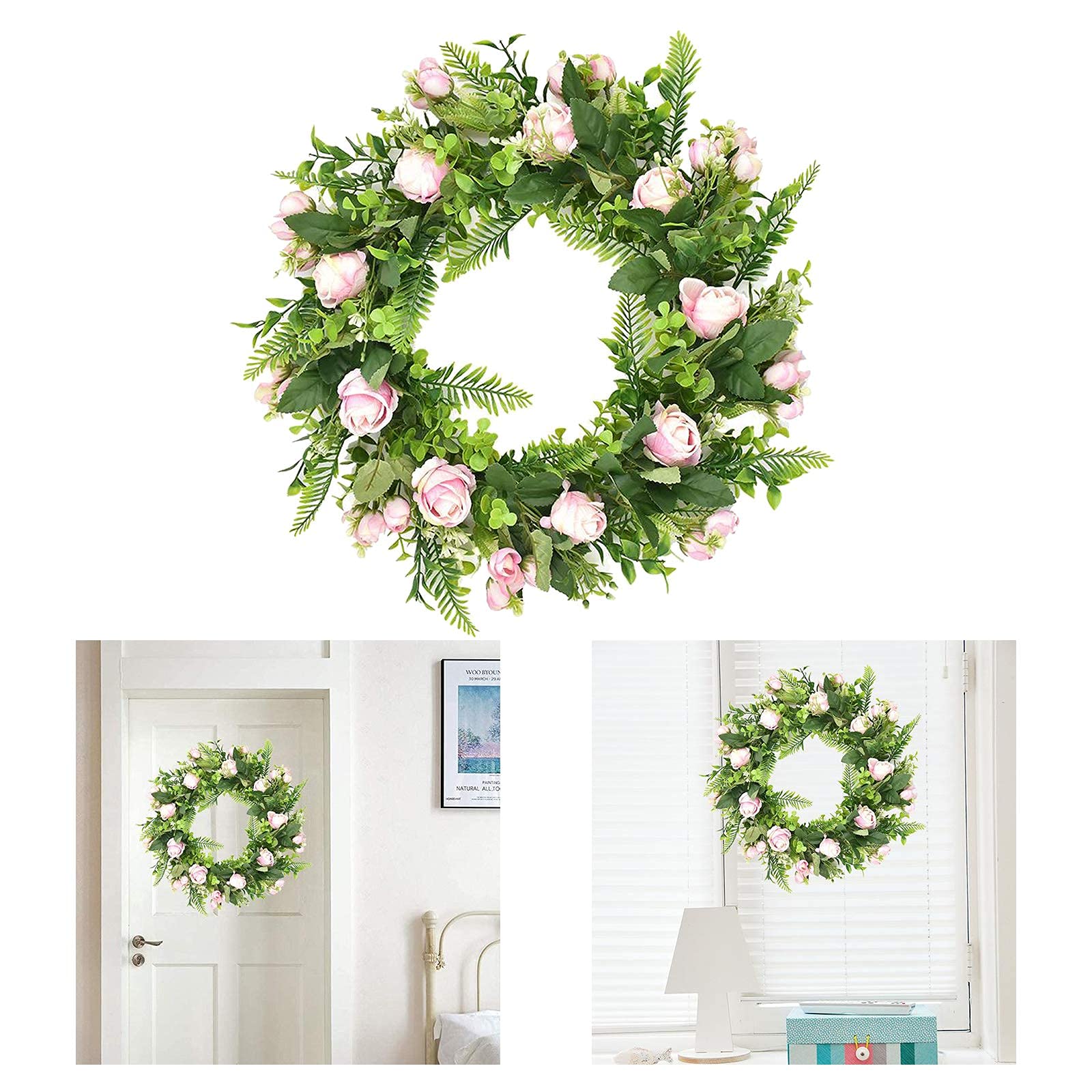 Handmade Artificial Daisy Rose Flower Garland Wreath - Pink Rose for Home Decor, Patio, Wedding, Birthday Party | Perfect for Wall Hanging, Door Decor, and Table Centerpieces