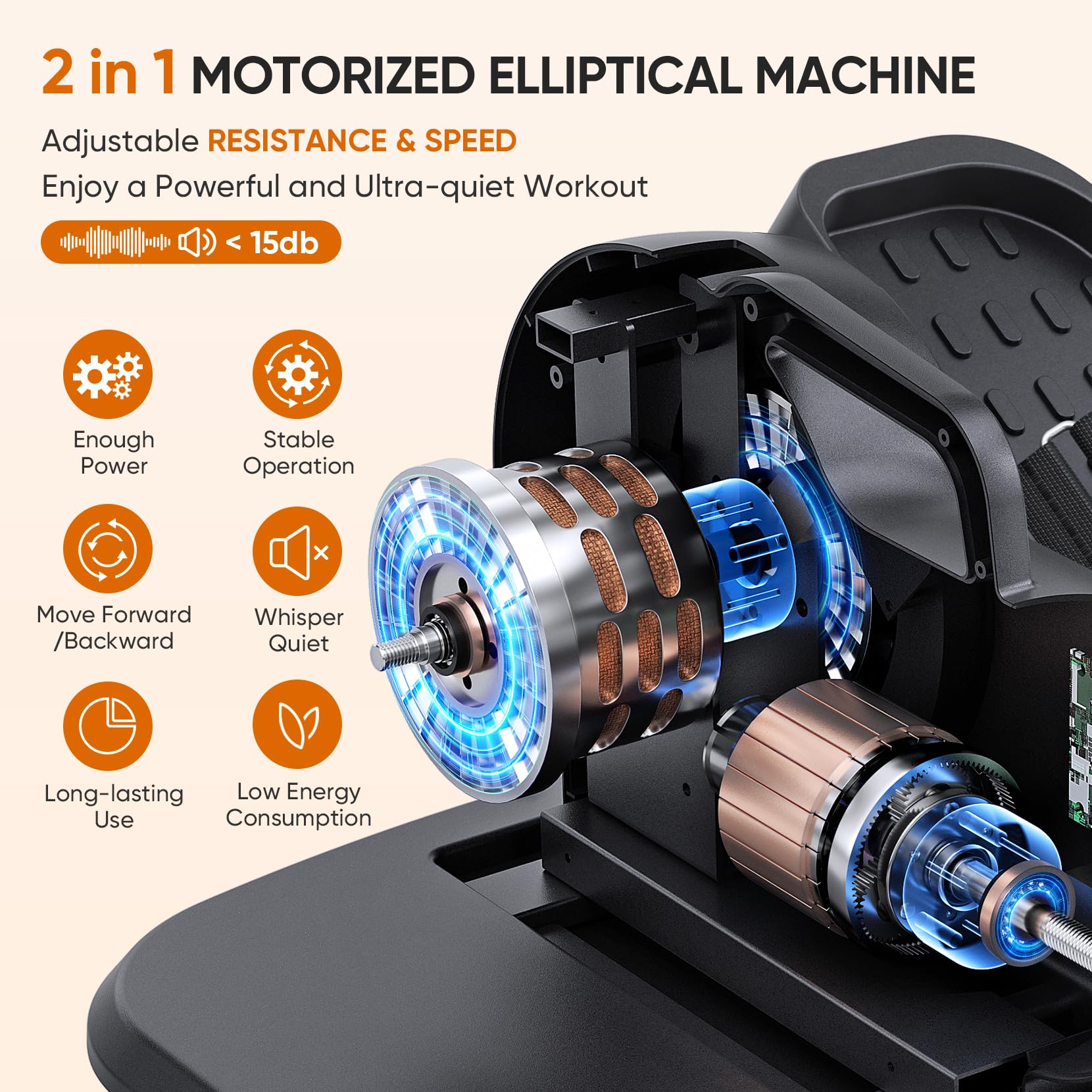 Dripex Under Desk Elliptical Machine - Electric Leg Exerciser with 10 Speed & Resistance Levels, Remote Control - Compact Seated Pedal Exercise Equipment for Home & Office Workouts - Perfect for Seniors, Office Workers & Home Fitness Enthusiasts