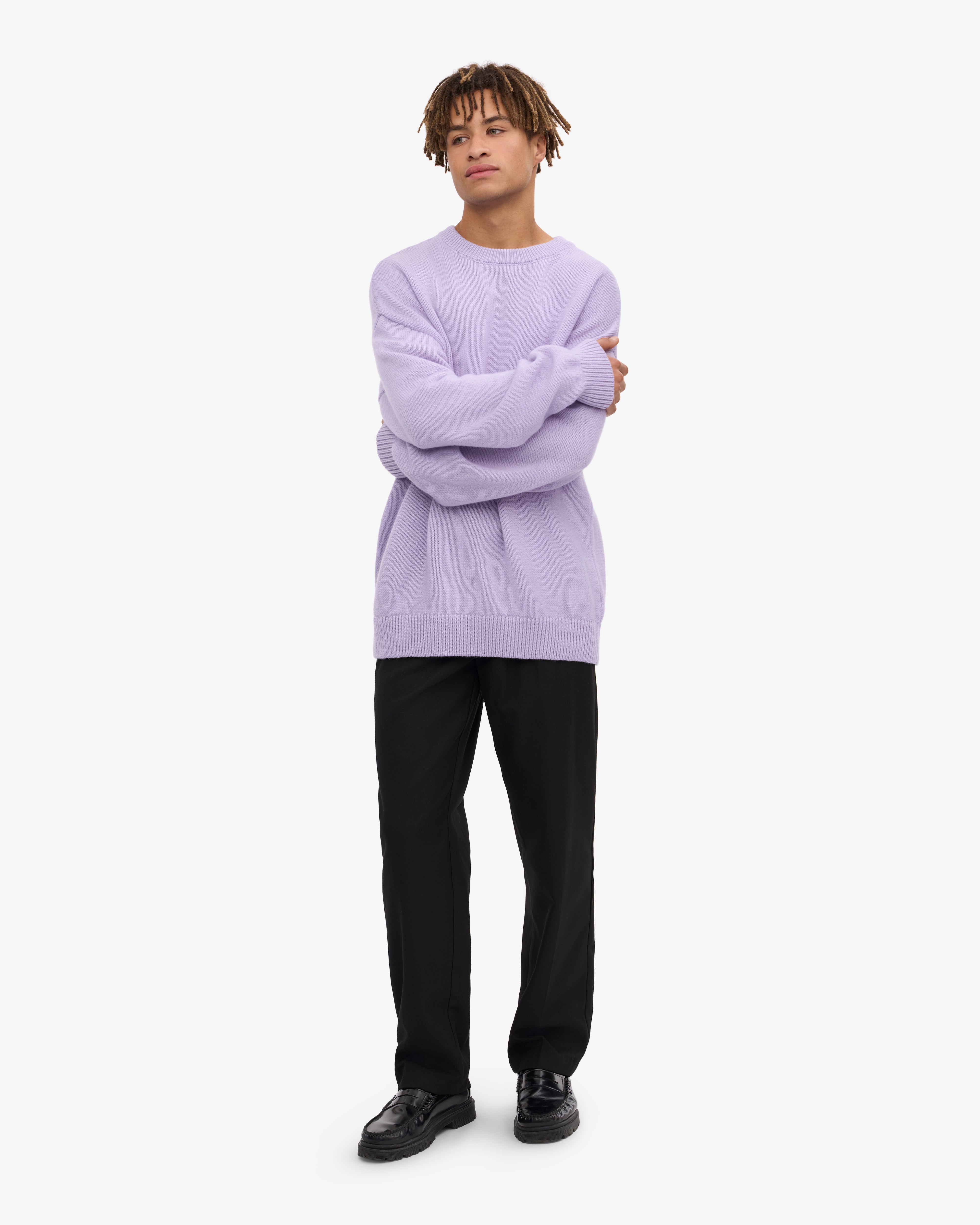 Premium Oversized Merino Wool Sweater - Ultra Soft Lavender Crewneck Pullover for Women | Cozy Winter Wear, Casual Outfits & Lounge Comfort