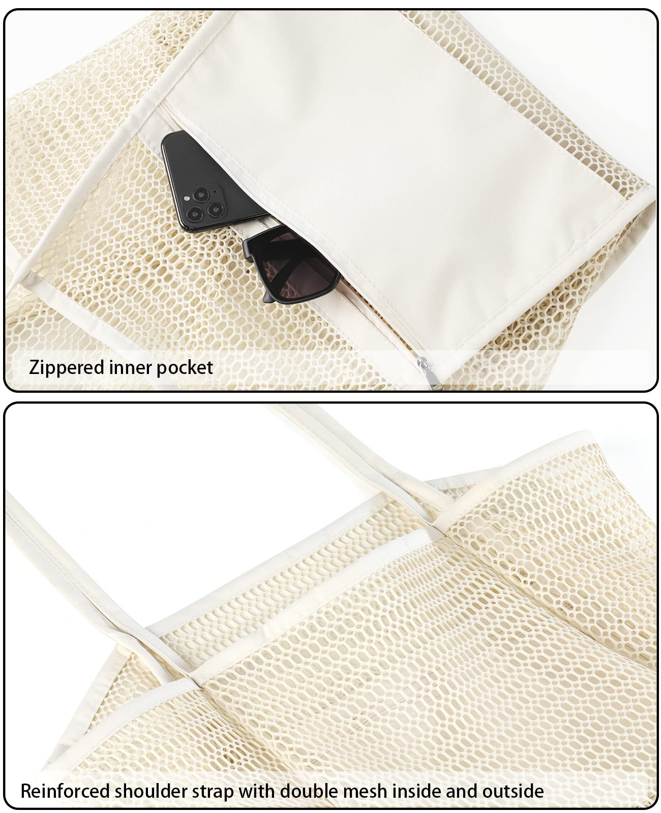 iioscre Mesh Beach Tote Bags for Women - Large Waterproof Casual Hobo Bag for Swimming, Pool, Vacation | Perfect Beach Essentials for Summer Travel, Shopping & Outdoor Activities