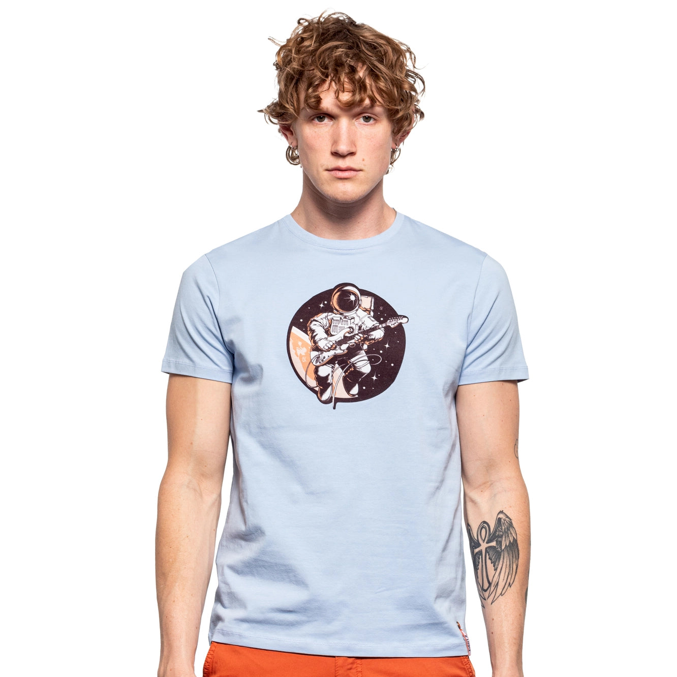 Eight X Space Rock Graphic T-Shirt for Men - Blue Cotton Tee with Cool Galaxy Print | Casual Streetwear & Festival Outfit