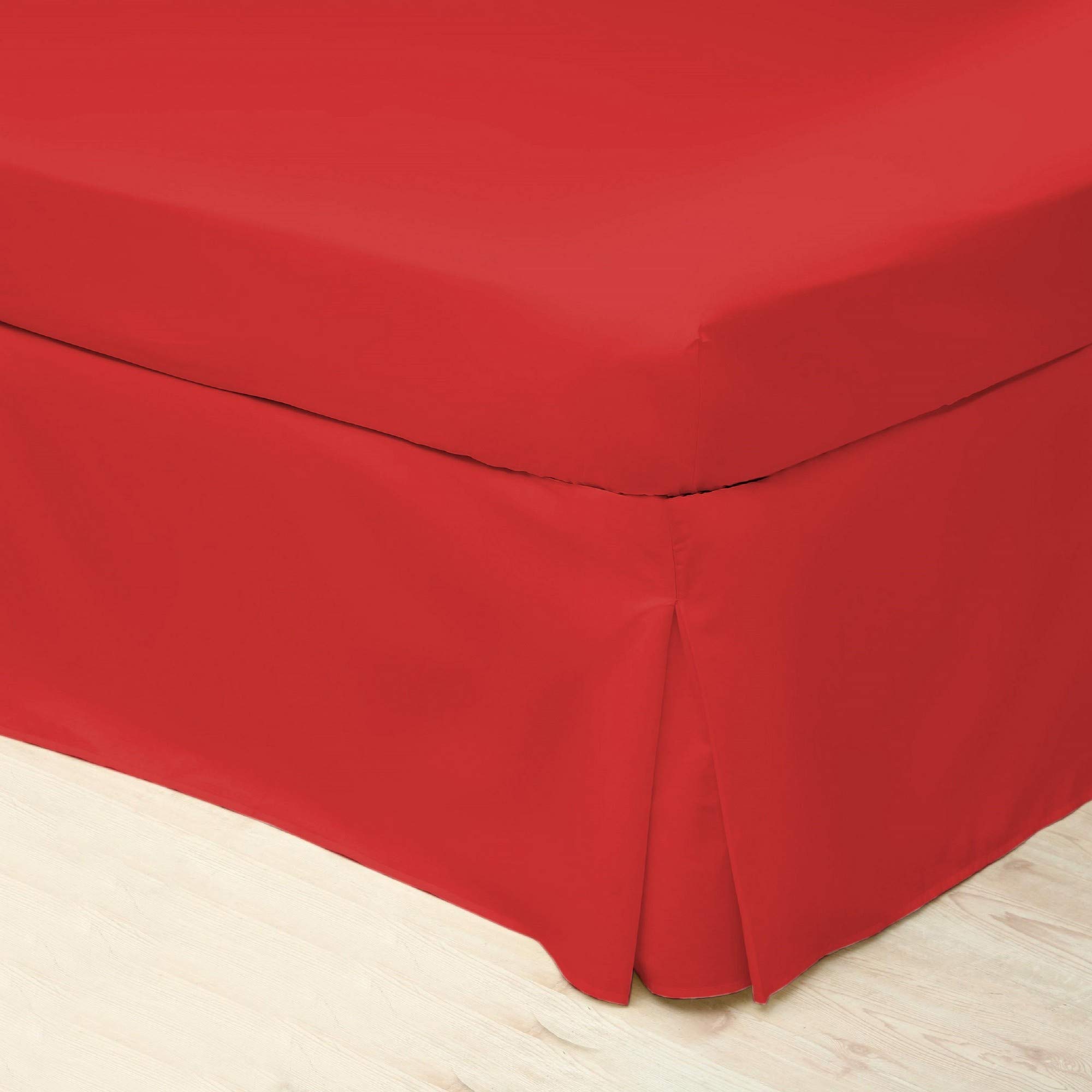 Belledorm Easycare Percale Platform Valance - Twin Size, Red - Perfect for Bedroom Decor & Window Covering