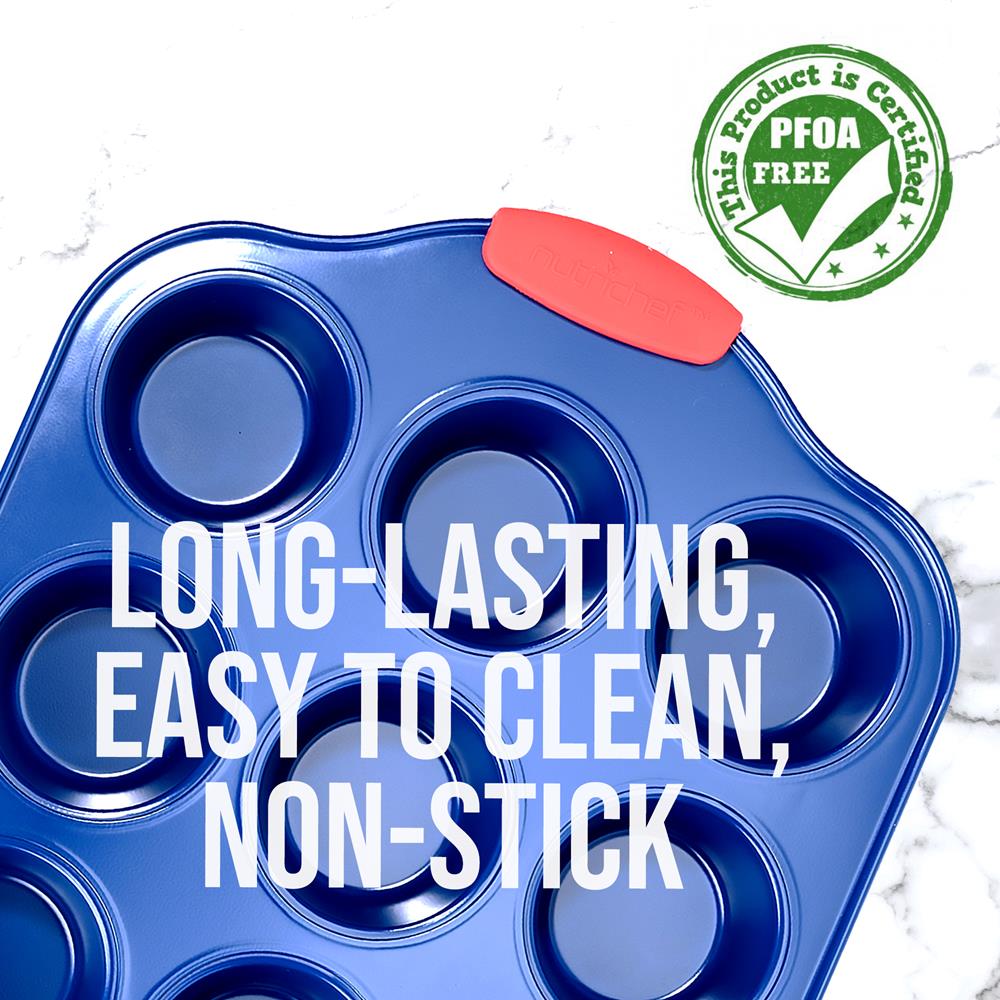 12-Cup Non-Stick Muffin Pan for Baking - Perfect for Cupcakes, Muffins & Mini Pies - Heavy Duty Carbon Steel Baking Tray for Home, Kitchen & Party Use