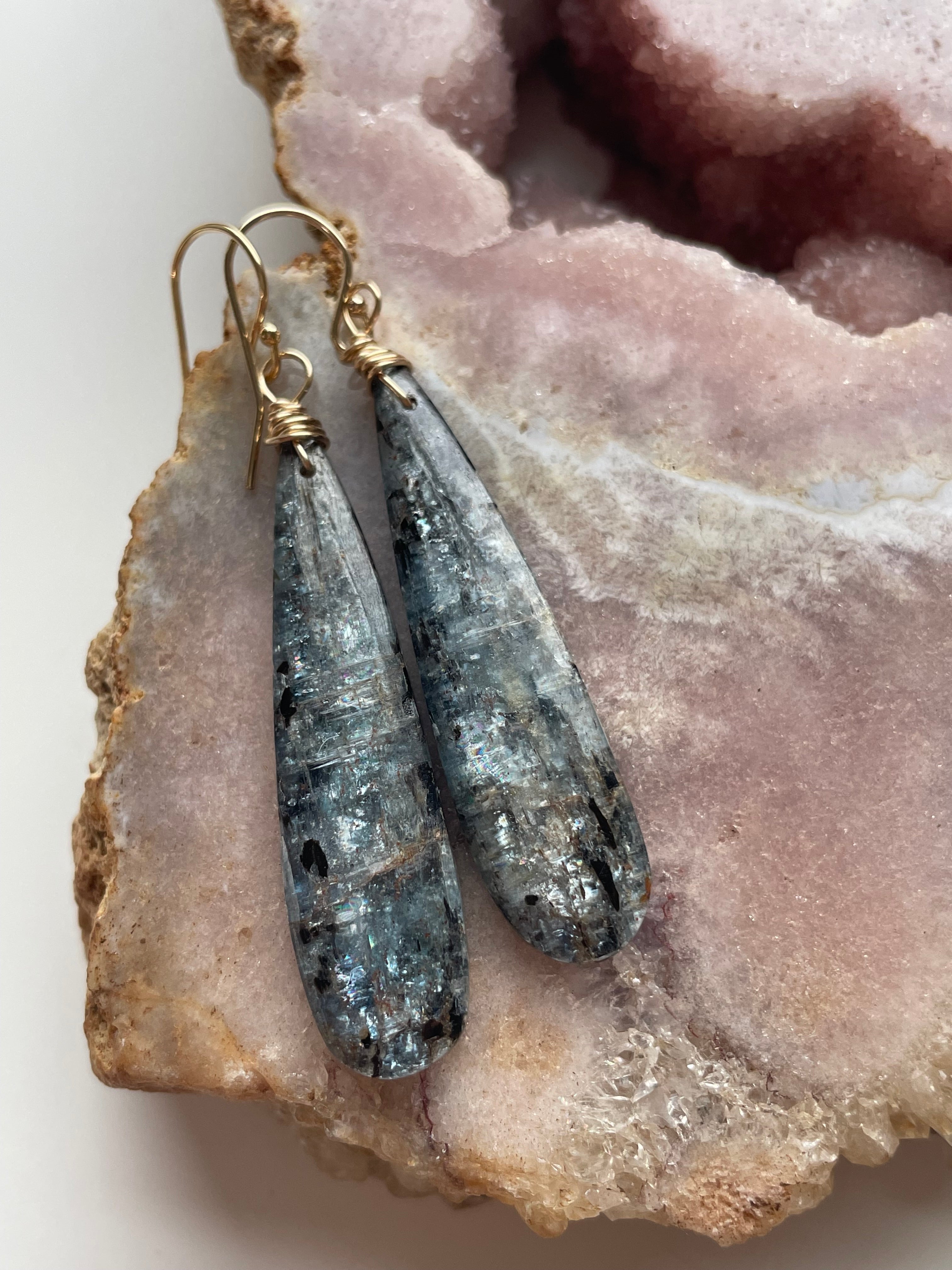 14K Gold Filled Kyanite Statement Earrings – Elegant Dangle Earrings for Women, Perfect for Weddings, Parties & Special Occasions