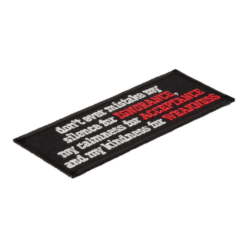 Don't Mistake My Silence for Ignorance Iron On Patch - Motivational Saying Sew On Badge for Jackets, Bags & DIY Crafts - Perfect for Denim, Backpacks & Personalized Gifts