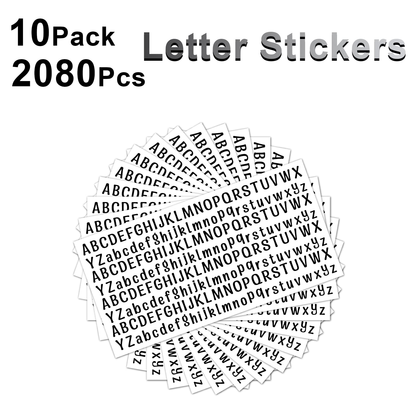 10 Sheet Small Letter Stickers - 1/2 Inch Self-Adhesive Alphabet Stickers for Arts & Crafts, DIY Projects, Outdoor Signs, Posters, Windows, Doors, Mailboxes, Cars & Trucks - Black Vinyl Stickers for Home Decor, Scrapbooking & Personalized Gifts