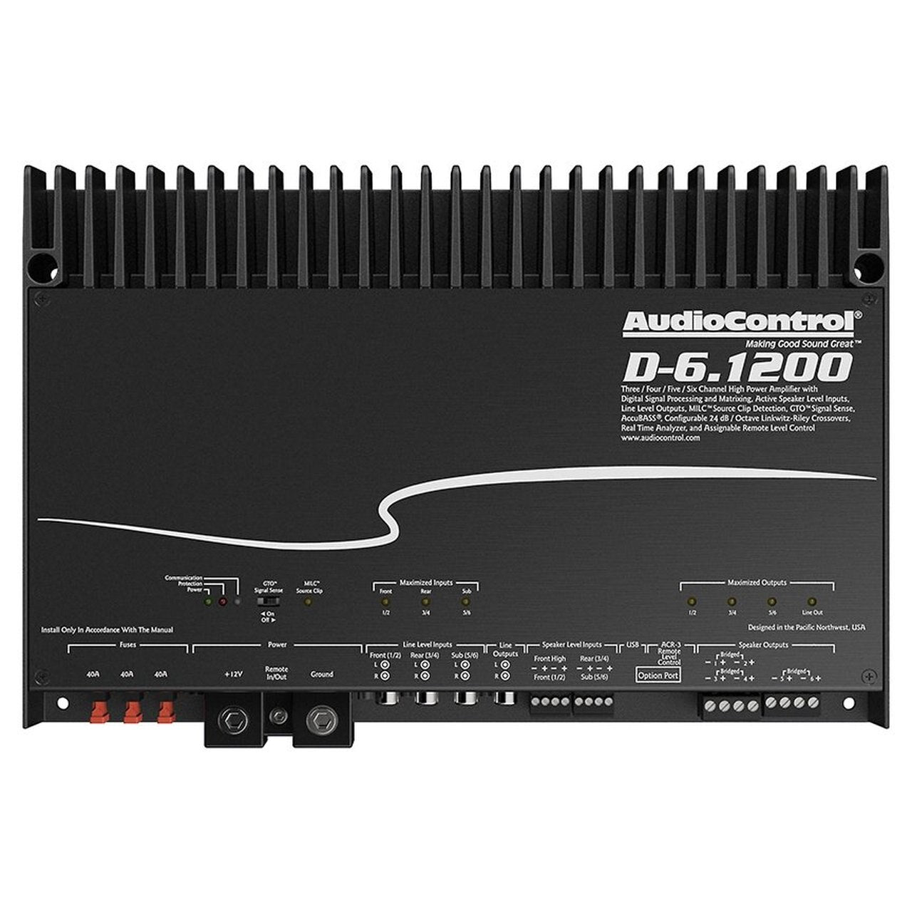 AudioControl D 6.1200 - 6 Channel Class D Car Amplifier with DSP Technology | High Power Car Audio System for Enhanced Sound Quality | Perfect for Car Audio Upgrades, Truck Stereo Systems & Custom Vehicle Installations