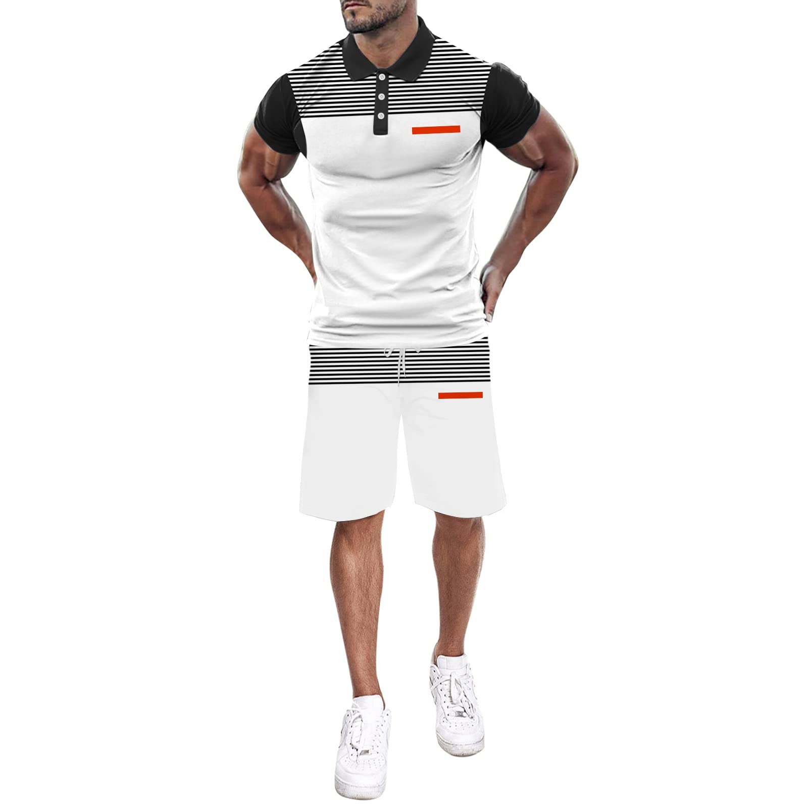 Men's Summer 2-Piece Outfit - Short Sleeve T-Shirt & Shorts Set for Beach & Travel