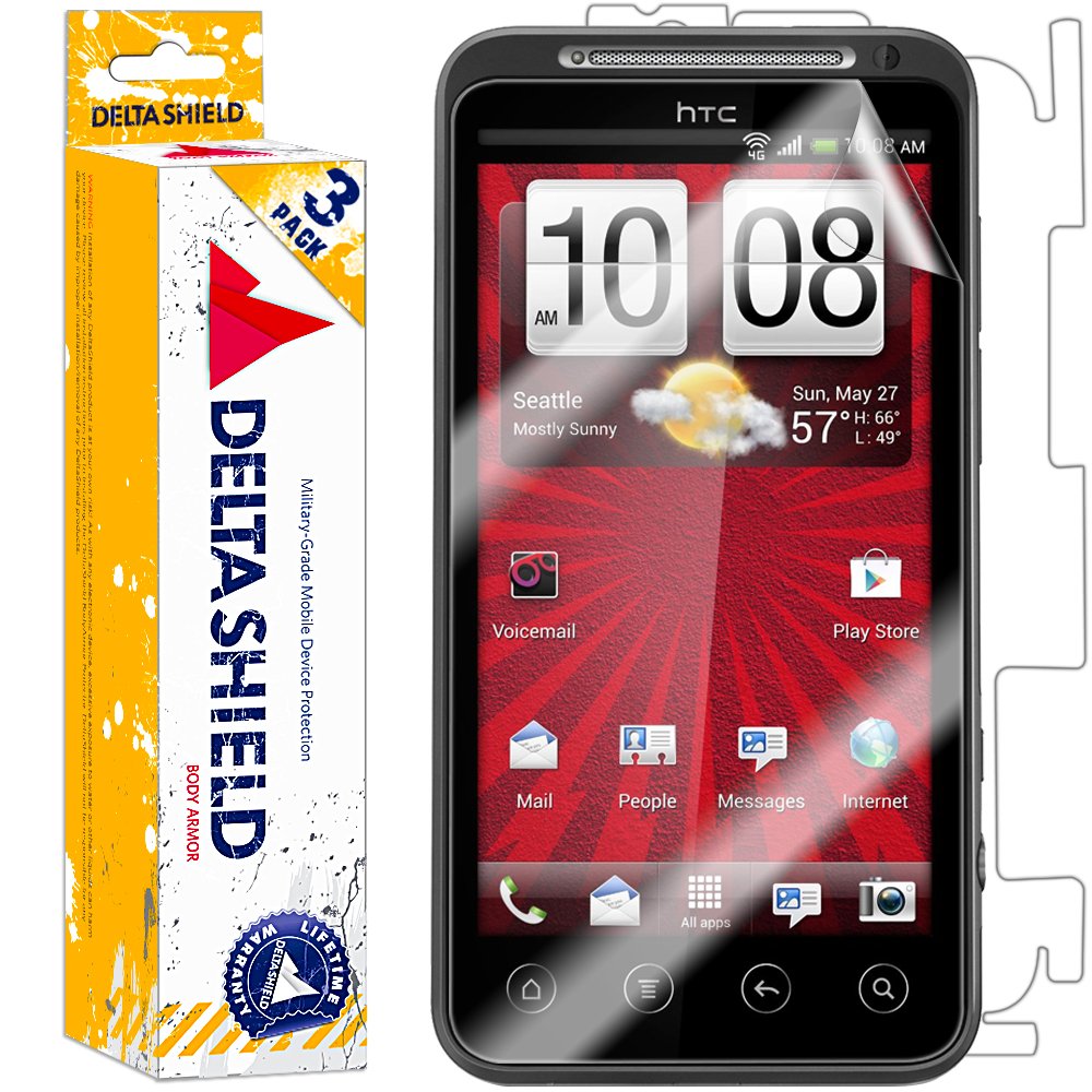 DeltaShield Full Body Skin Protector for HTC EVO V 4G (3-Pack) - Military-Grade Clear HD Film with Screen Protector | Anti-Bubble Front & Back Protection | Perfect for Outdoor Activities, Travel & Daily Use