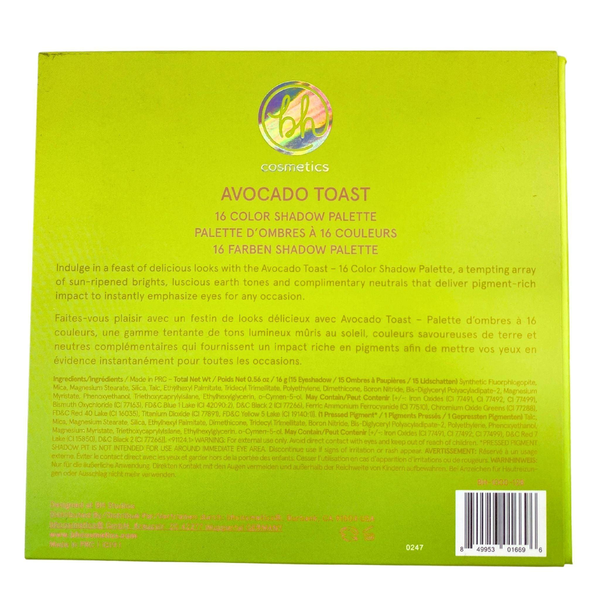 BH Cosmetics Weekend Vibes Avocado Toast 16-Color Eyeshadow Palette - 36 Piece Set | Vegan, Cruelty-Free Makeup Kit for Everyday & Party Looks