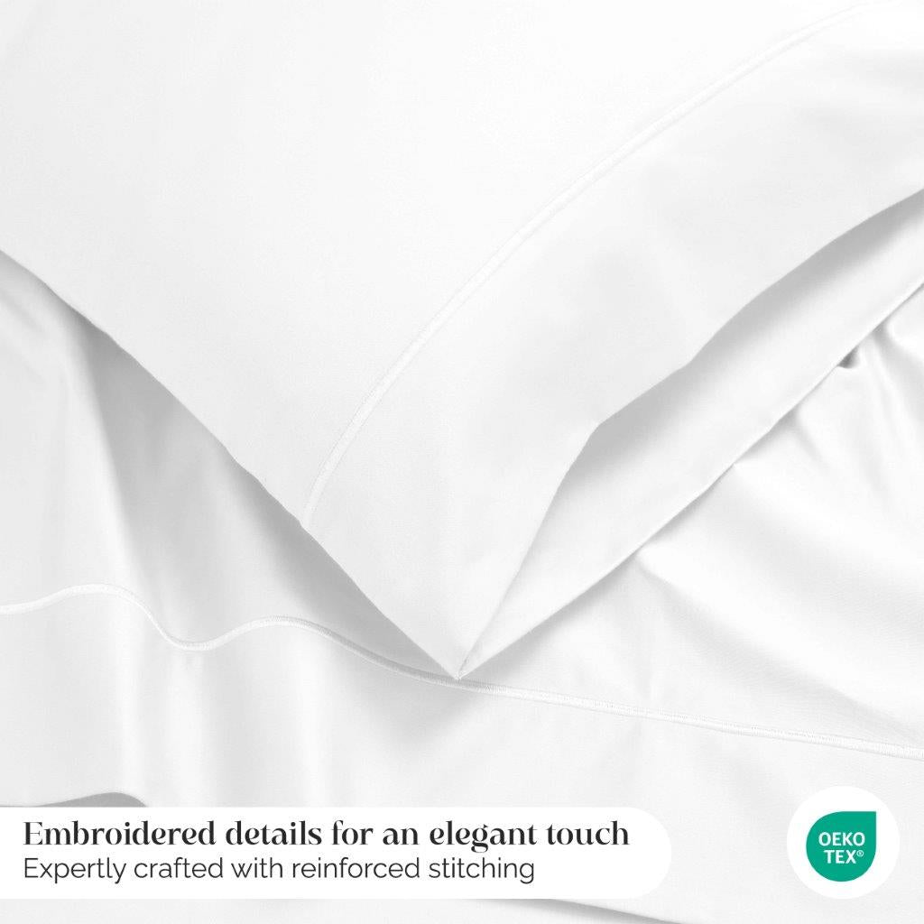 Luxury Egyptian Cotton 1500 Thread Count Embroidered Sheet Set - Queen Size Bedding for Ultimate Comfort & Breathability - Perfect for Master Bedrooms, Guest Rooms & Hotels
