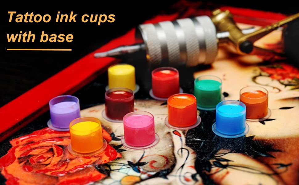 100Pcs Medium Size Tattoo Ink Cups - Disposable Pigment Holders for Permanent Makeup & Tattoo Artists - Self Standing Design for Professional Tattoo Supplies - Perfect for Eyebrow, Lip & Body Art Procedures
