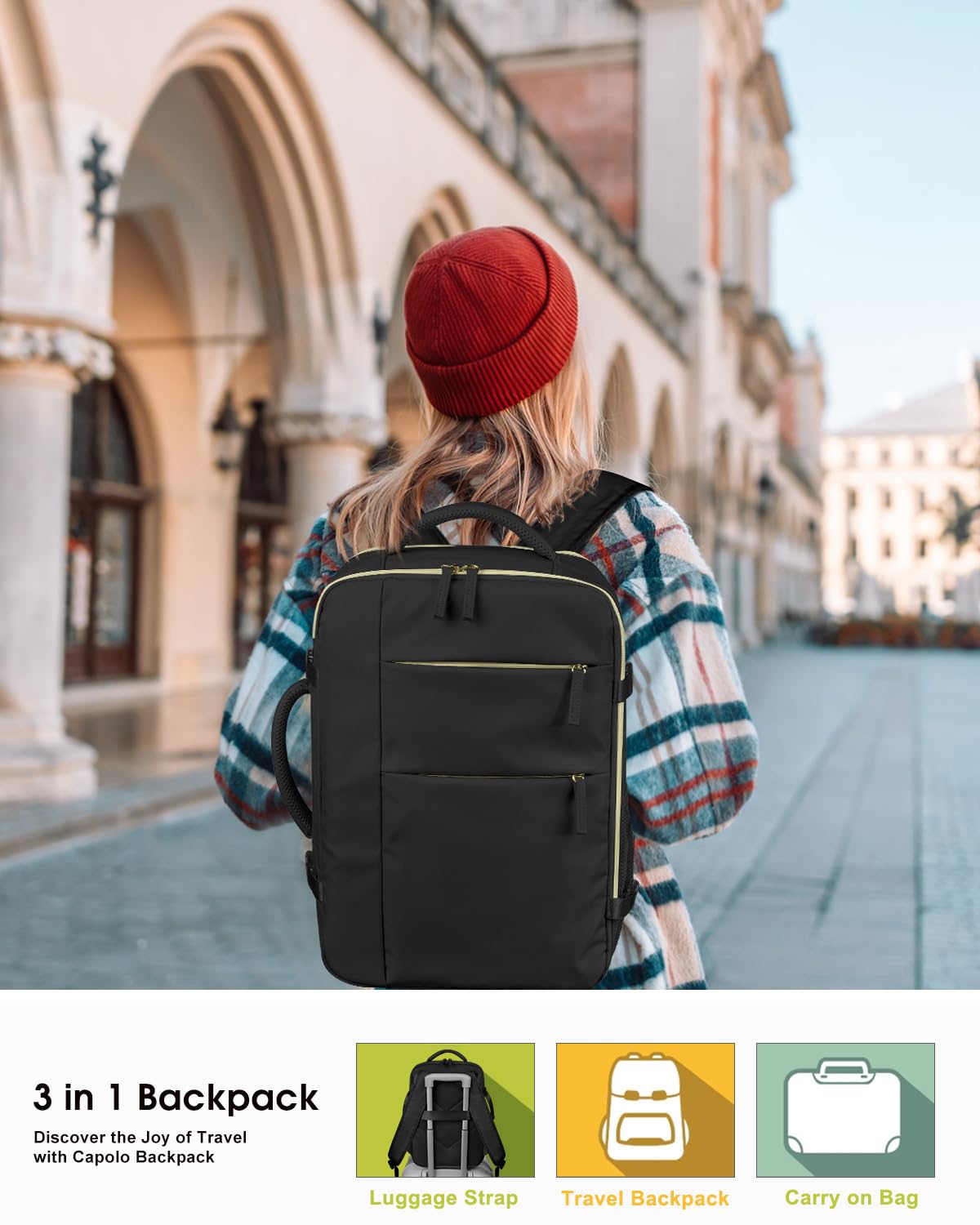 Waterproof Travel Backpack for Women & Men - Airline Approved Carry On Laptop Backpack Fits 15.6 Inch Computer - Business, Work & Travel Bookbag (Black) | Perfect for Commuting, Business Trips & Weekend Getaways