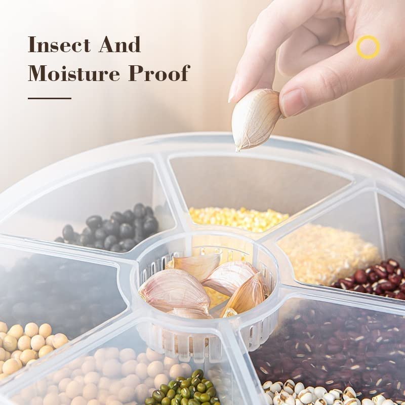 KouRy Automatic Rotating Rice Dispenser - 5L White Cereal Storage Container for Kitchen, Pantry Organization & Dry Food Dispensing - Perfect for Grains, Rice, Cereal, Pasta, Pet Food & More