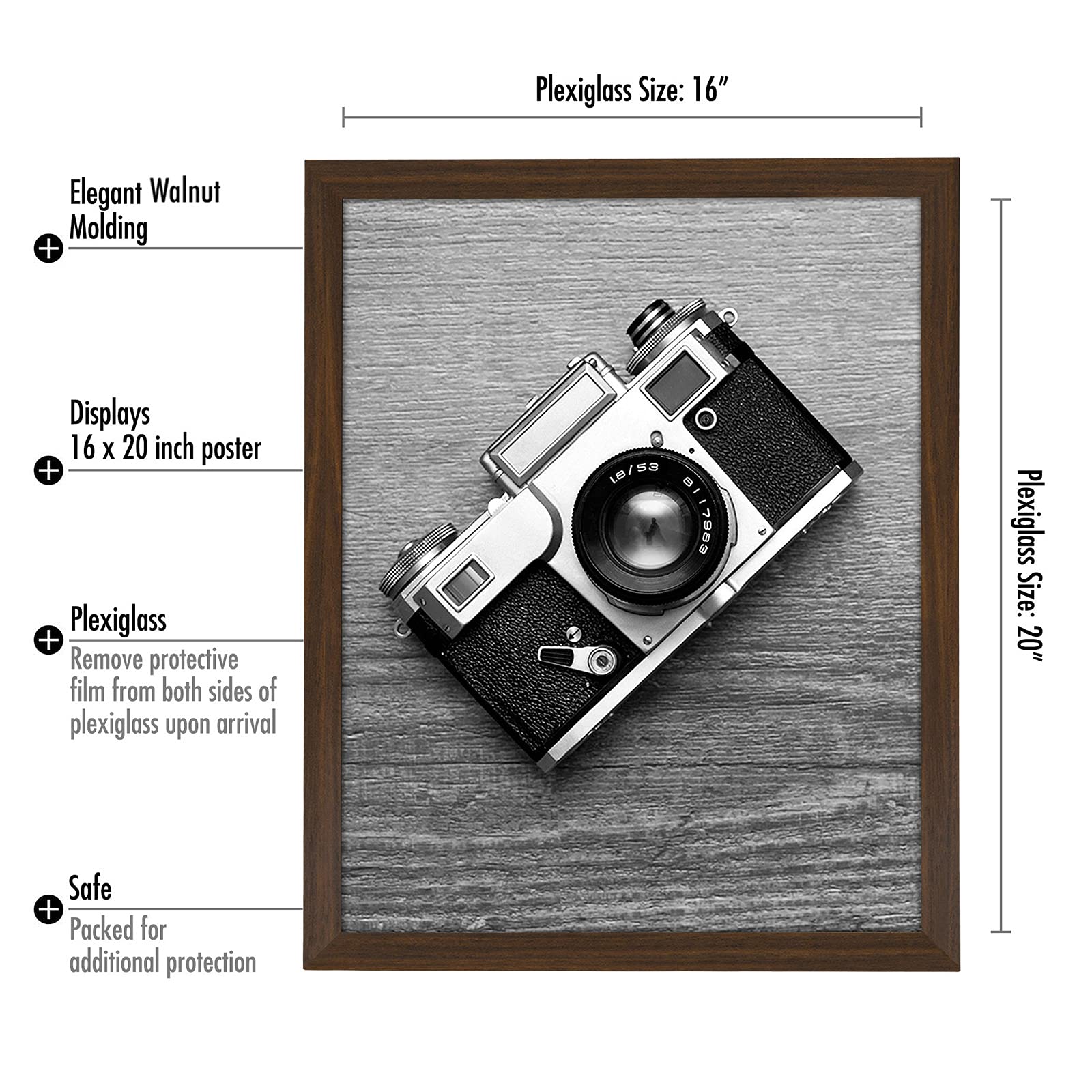 Americanflat 16x20 Wood Picture Frame - Walnut for Wall Display