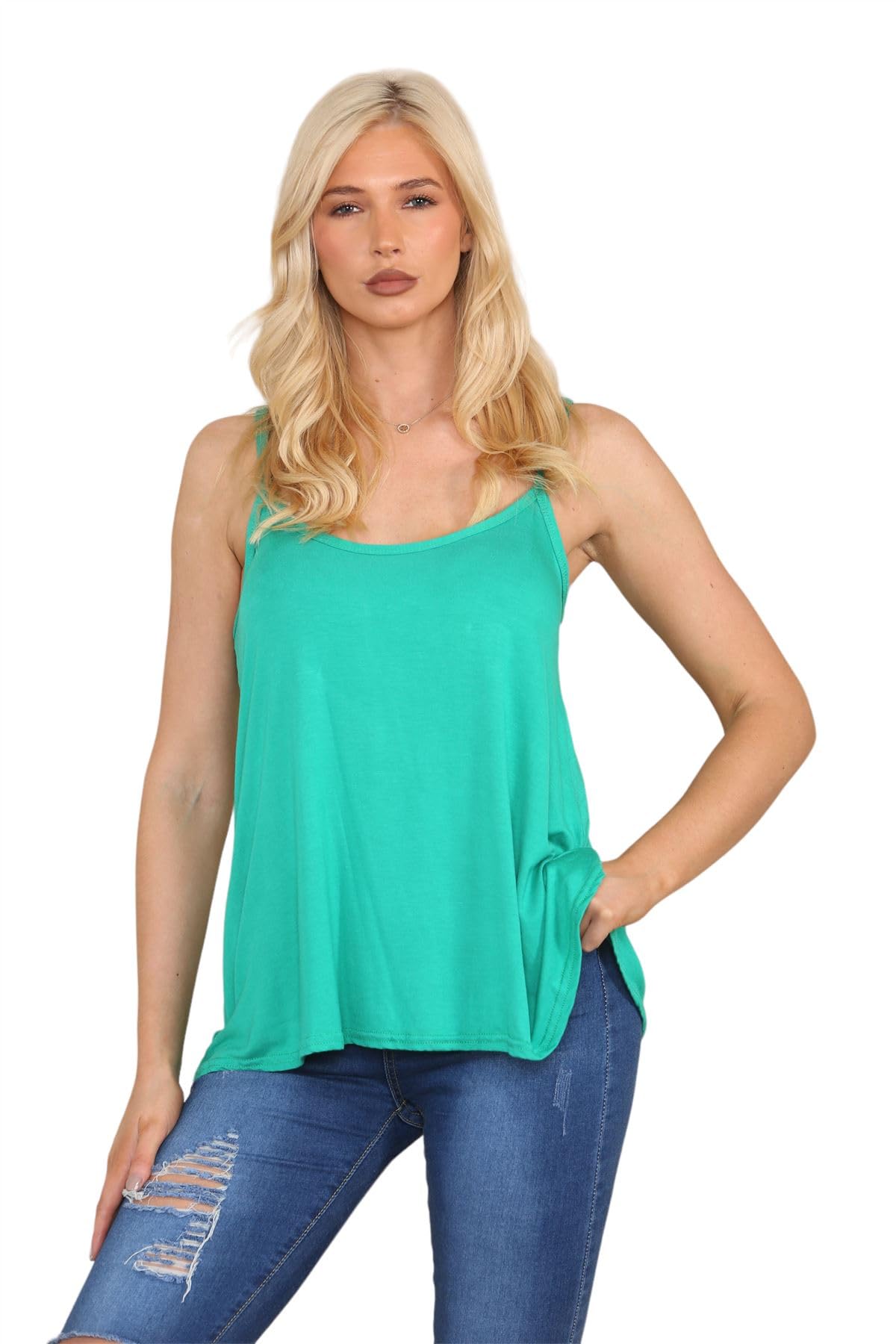 Janisramone® Women's Stretchy Sleeveless Camisole Tank Top - Soft Plain Summer Vest for Women | Perfect for Beach, Yoga, Casual Outfits & Layering