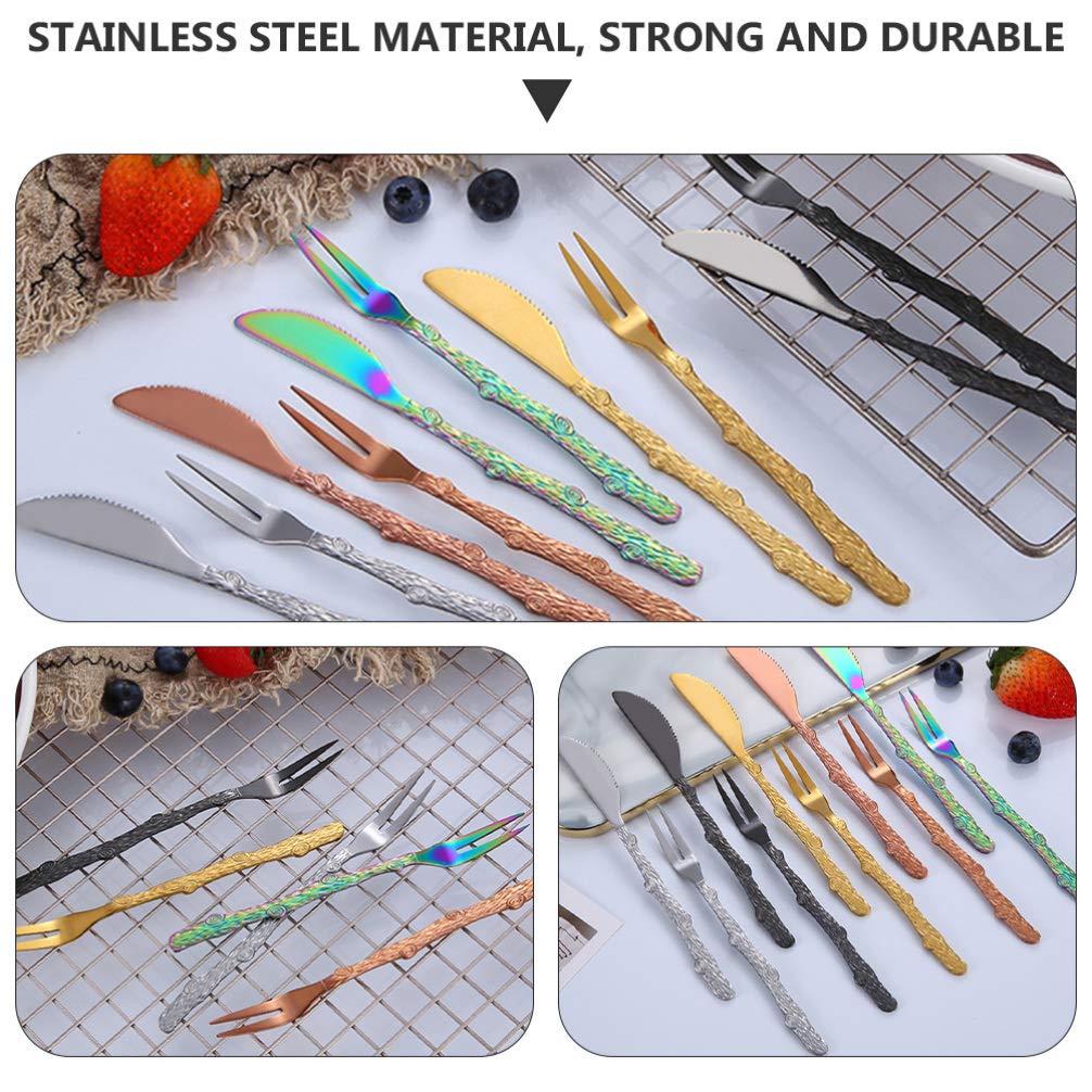 Hemoton 6-Piece Stainless Steel Dessert Forks Set - Small Appetizer Forks, Cocktail Forks, Fruit Forks for Cake, Cheese, Tapas, Mooncake - Perfect for Parties, Weddings, Picnics & Fine Dining