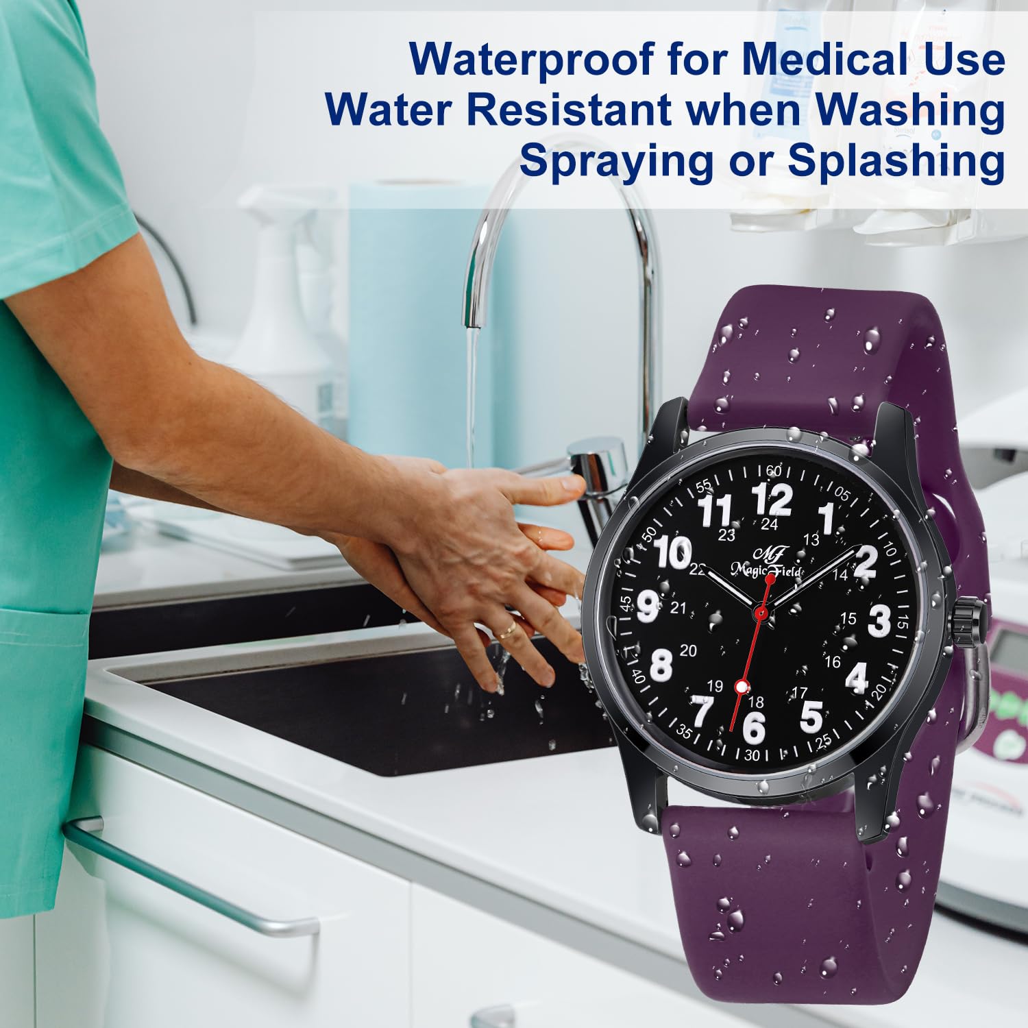 ManChDa Analog Military Watch with Second Hand - 24-Hour Waterproof Silicone Watch for Men & Women - Easy to Read Purple & Black Design - Perfect for Outdoor Activities, Sports & Everyday Use