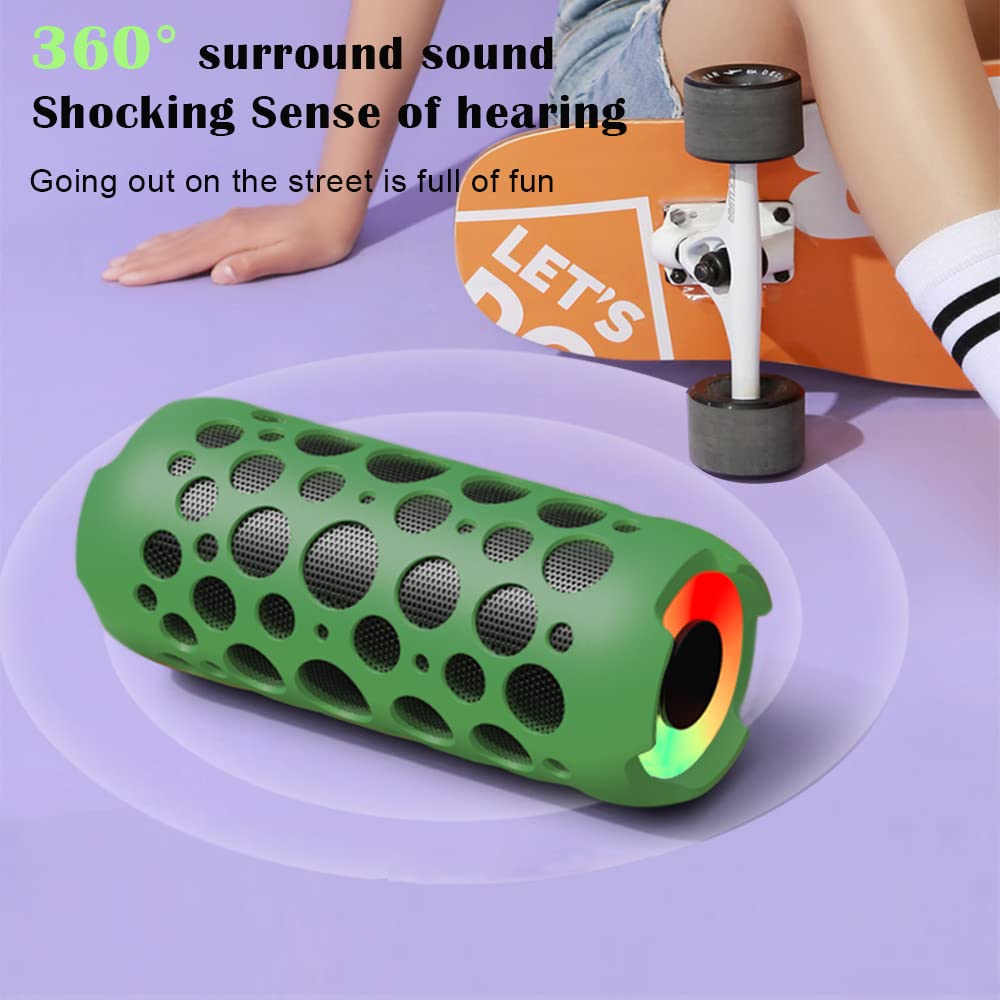 2-in-1 Wireless Bluetooth Speaker with Earbuds - Portable Mini Speaker with Deep Bass & Built-in Mic - Waterproof Outdoor Speaker for Camping, Beach, Hiking - Wireless Earbuds for Gym, Running, Travel - Green