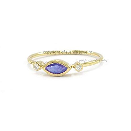 14K Gold Marquise Cut Ruby Ring with Brilliant Cut Diamonds - July Birthstone Jewelry, Graduation Gift for Women, Elegant Statement Ring for Parties, Weddings & Special Occasions