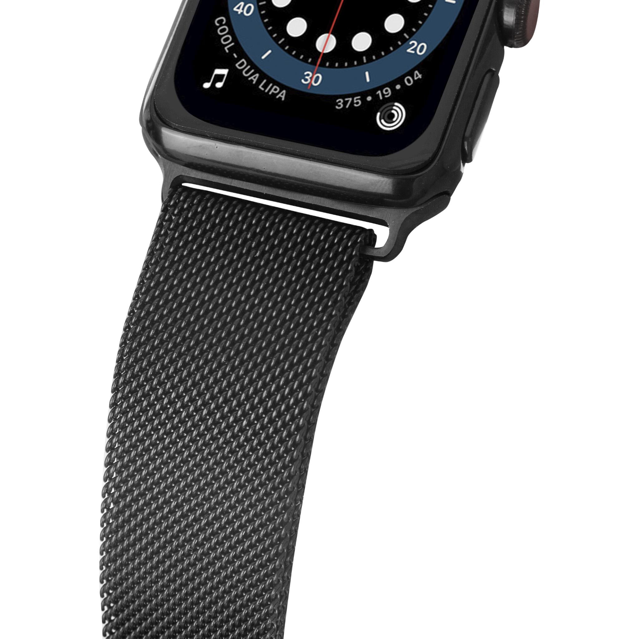 3sixT Replacement Mesh Band for Apple Watch 38mm 40mm - Adjustable Stainless Steel Strap - Compatible with Apple Watch Series 1/2/3/4/5/6/SE - Perfect for Workouts, Office & Formal Occasions (Black)